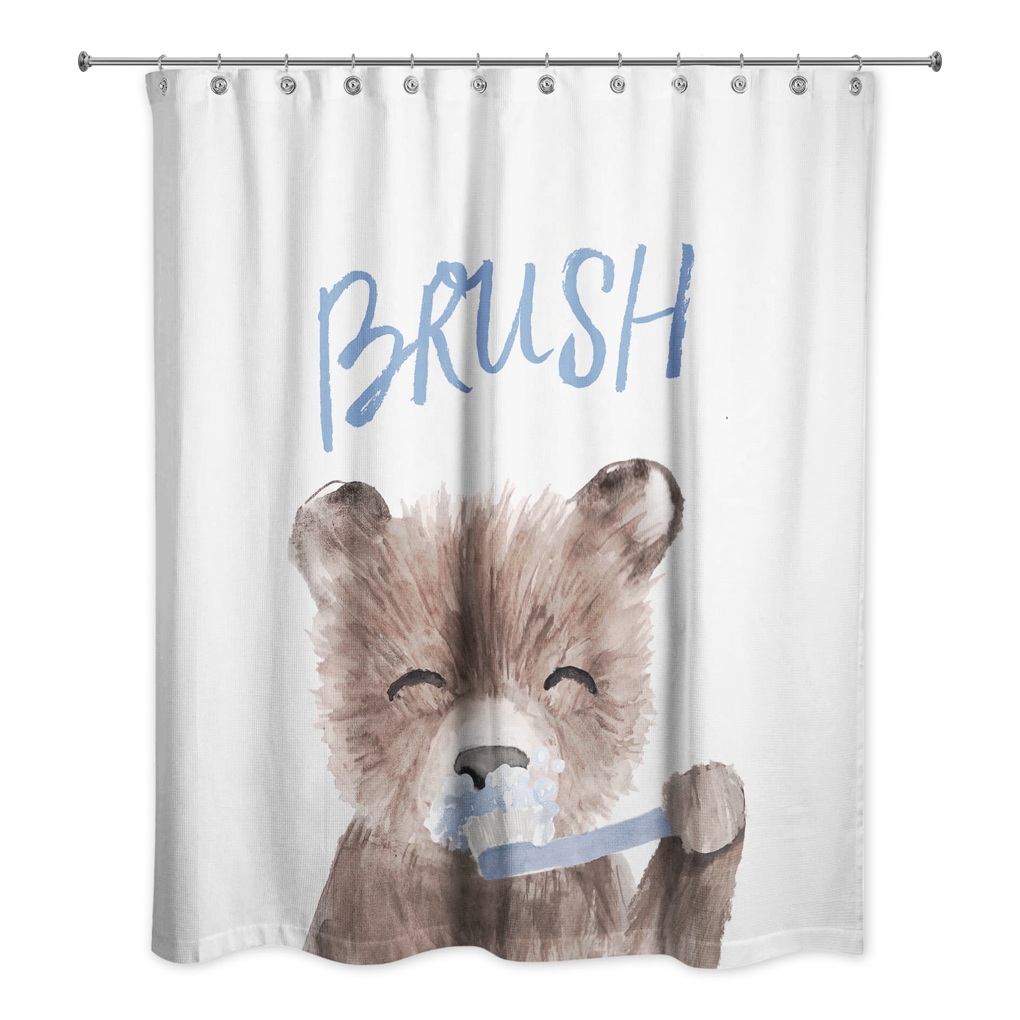 Bear Brushing Teeth 71" x 74" Shower Curtain