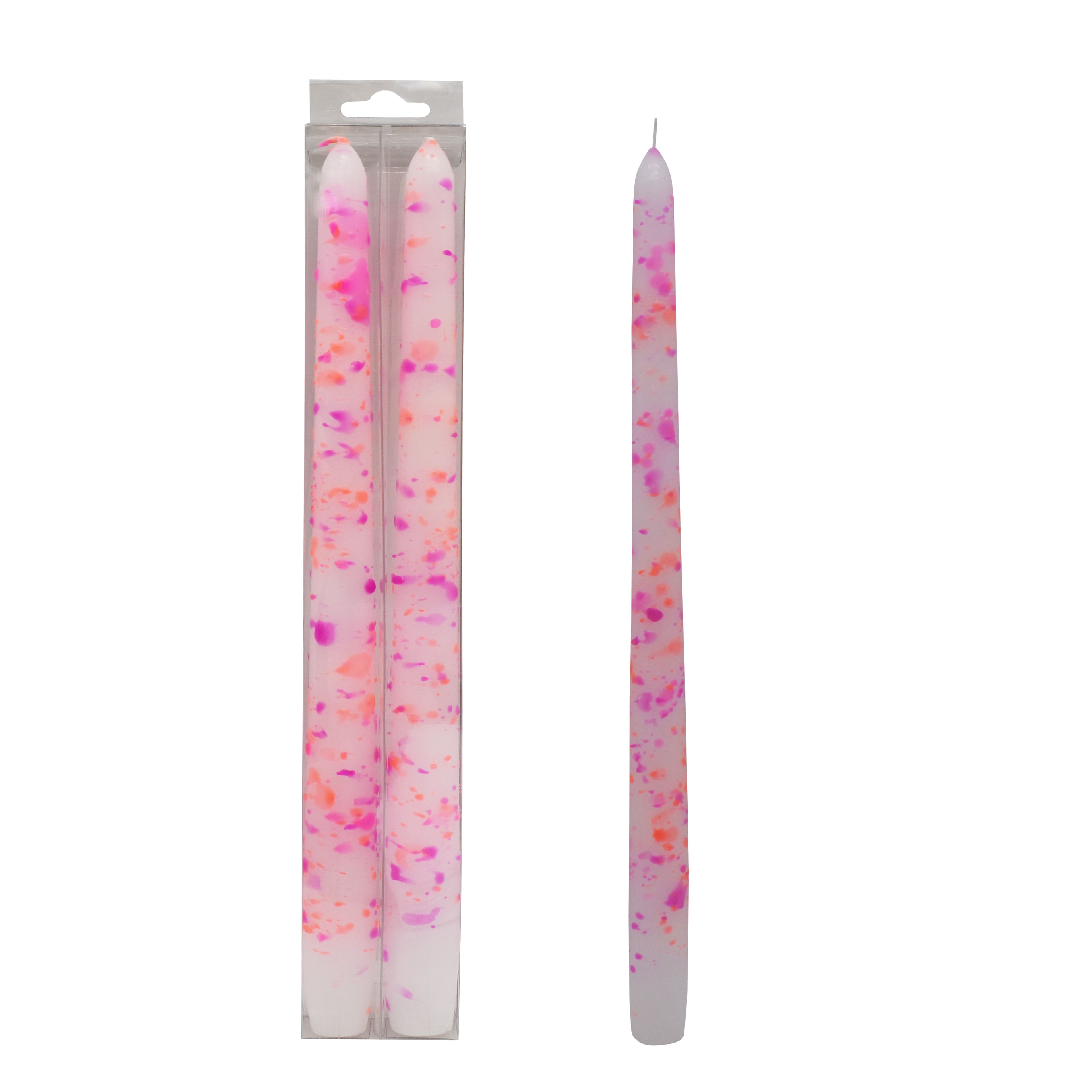 12&#x22; Pink Splatter Neon Taper Candles by Ashland&#xAE;, 2ct.
