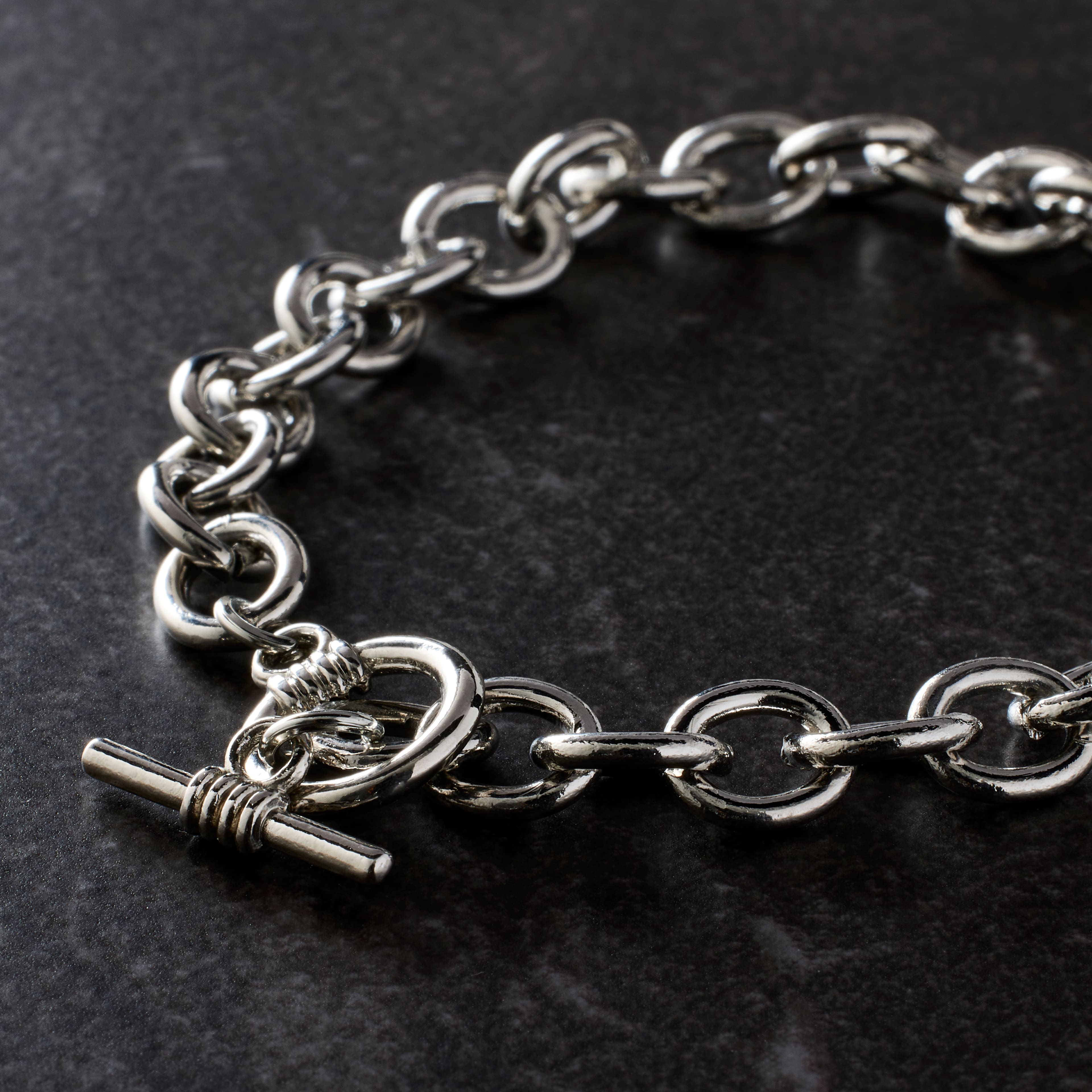 12 Pack: 7.5" Rhodium Cable Charm Bracelet by Bead Landing™