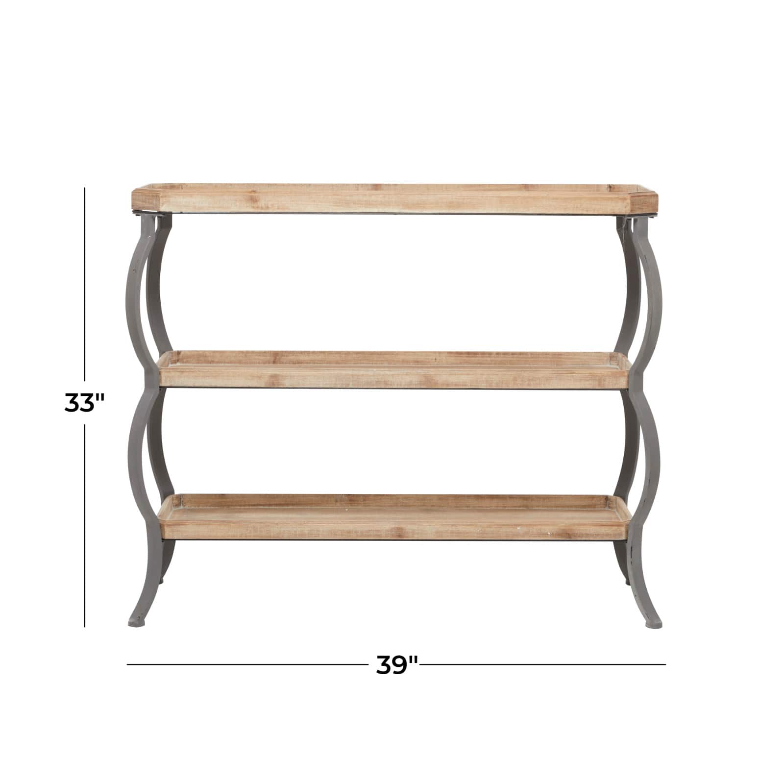 Brown Iron Rustic Console Table, 33" x 39" x 13"