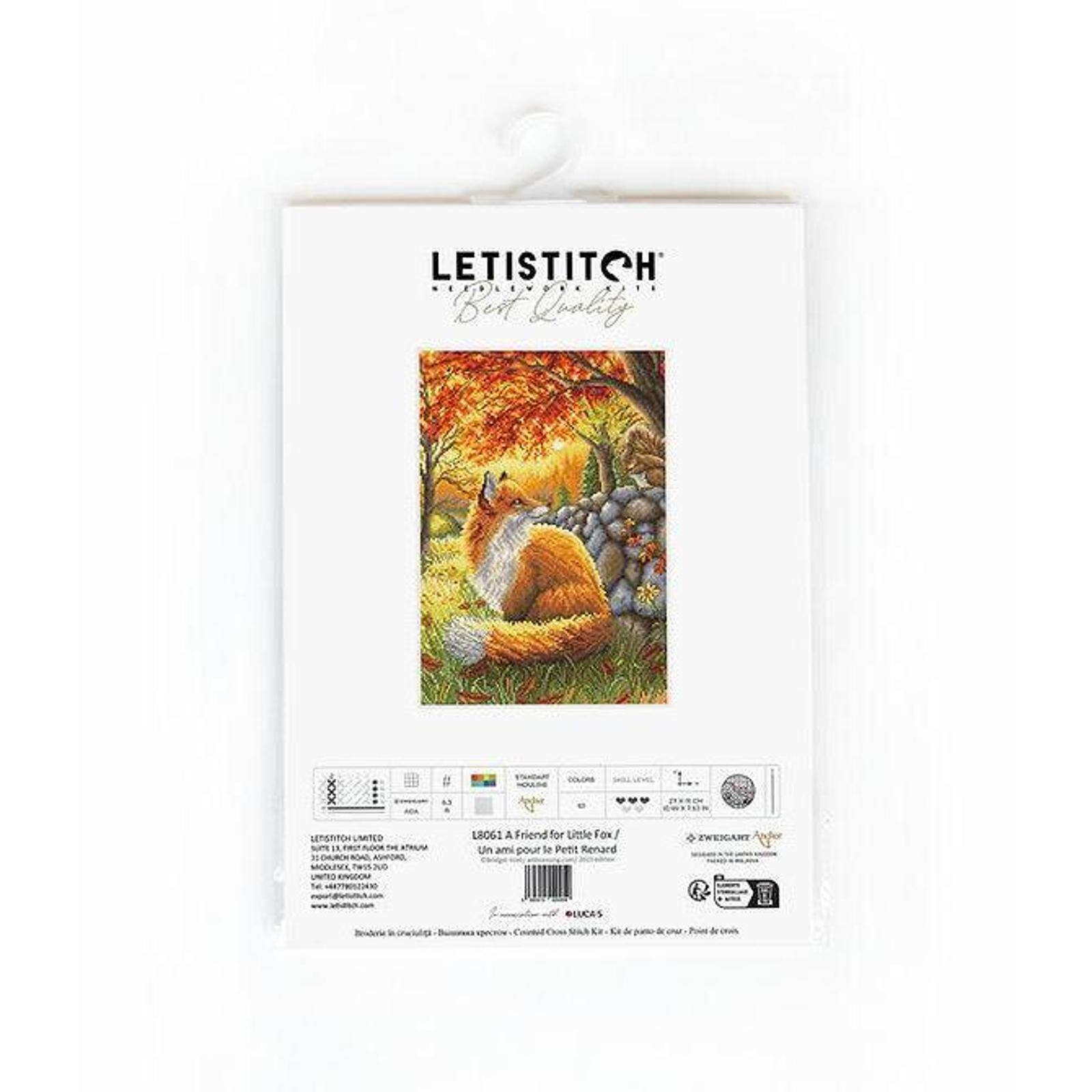 LetiStitch A Friend for Little Fox Counted Cross Stitch Kit