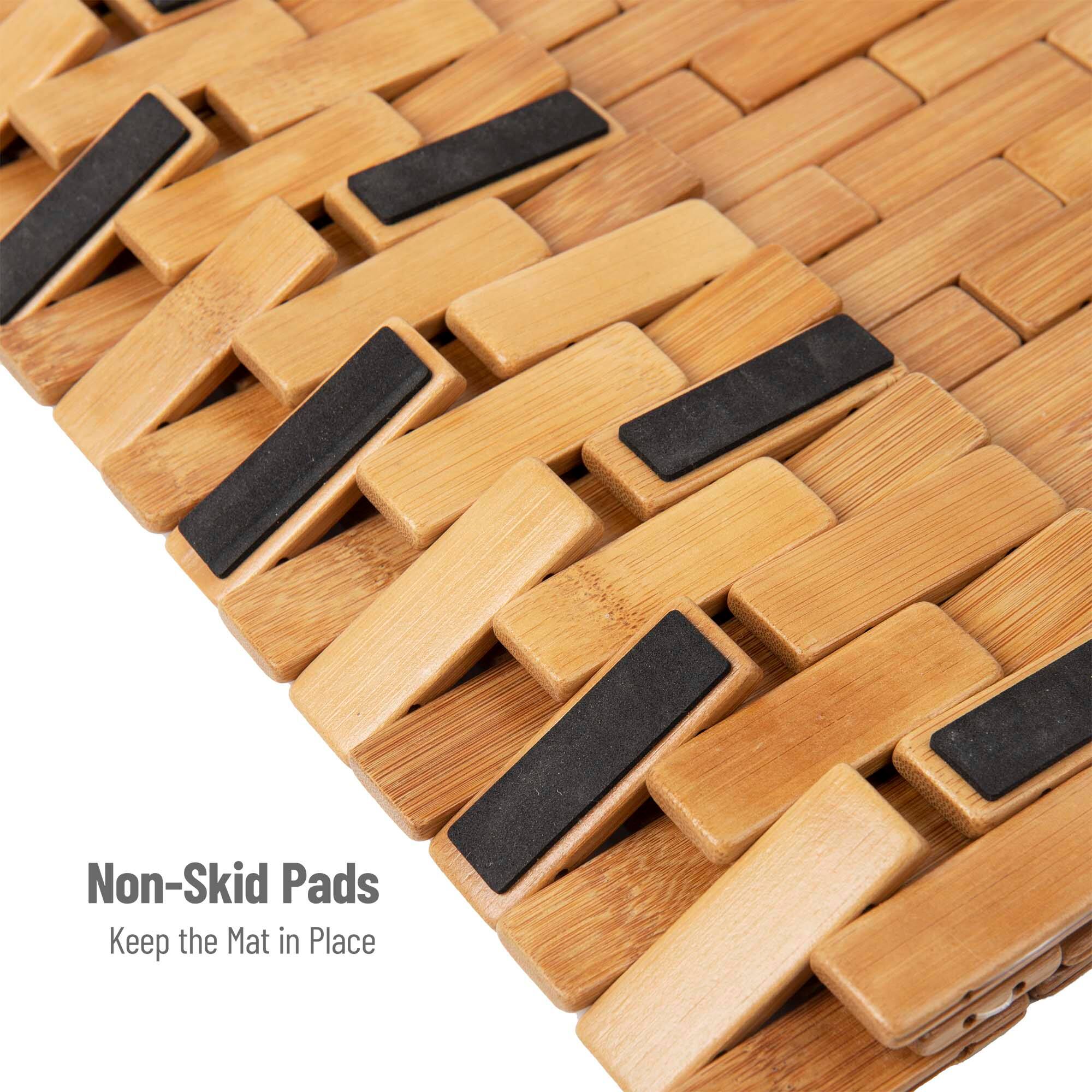 Mind Reader Bali Collection Luxury Bamboo Bath Caddy & Roll Up Mat Set