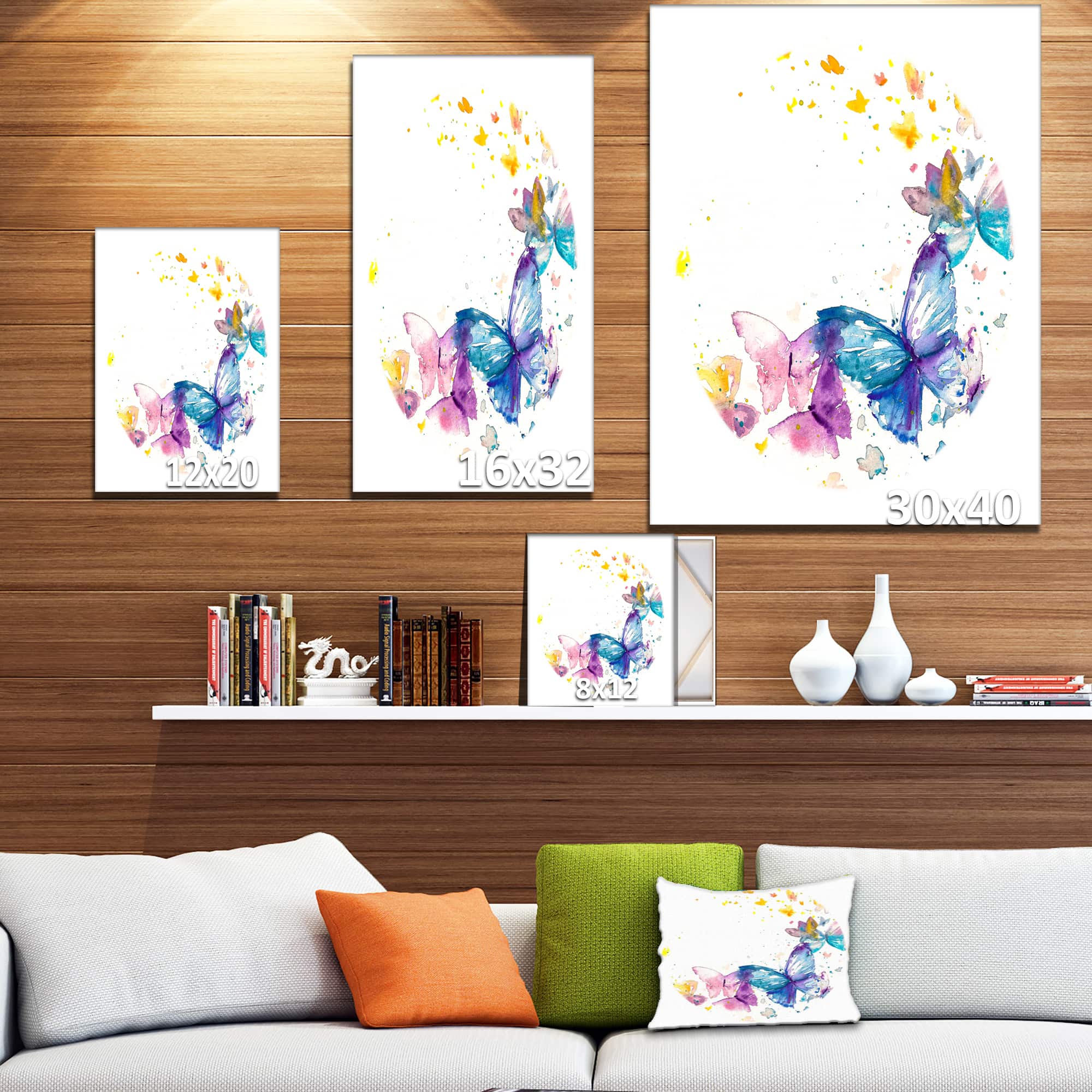 Designart - Butterfly on White Paper - Animals Painting Print on Wrapped Canvas