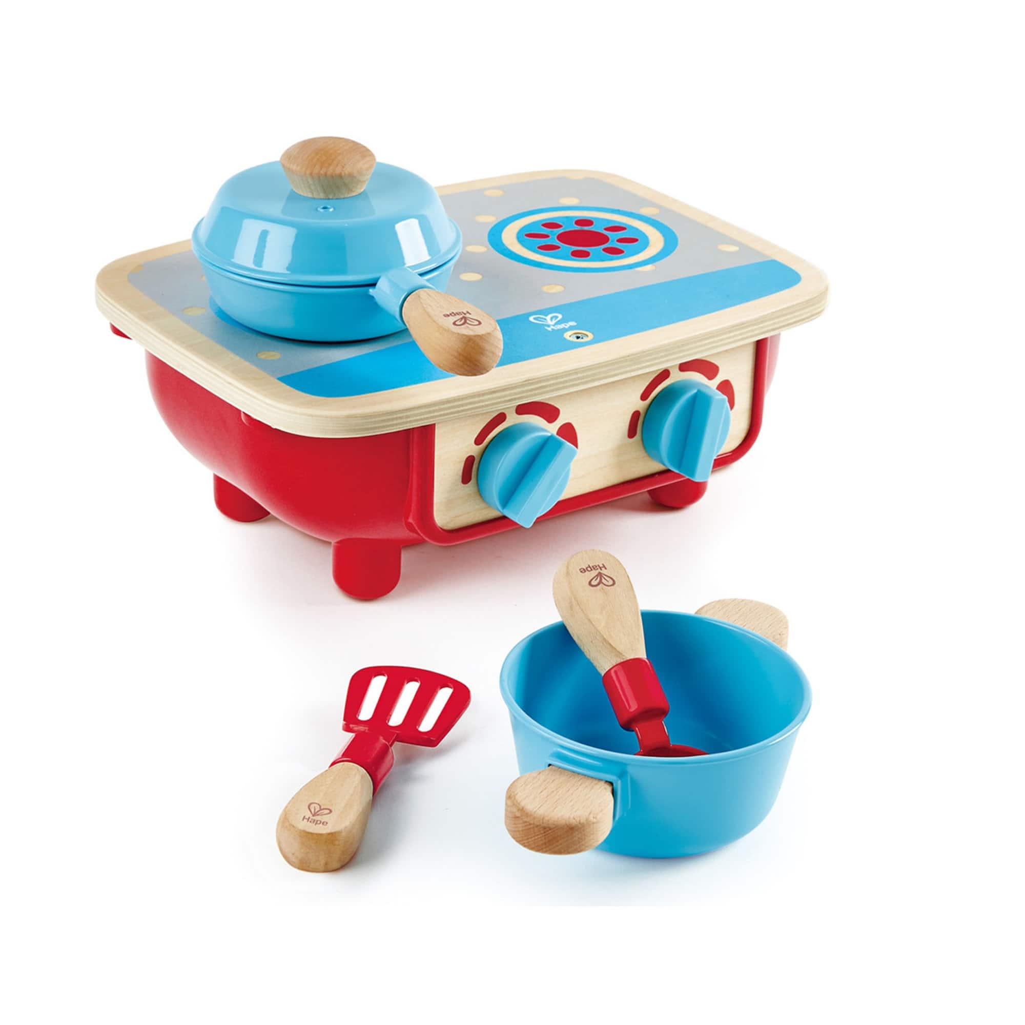 Hape Kid&#x27;s Wooden Toddler Cooking Set