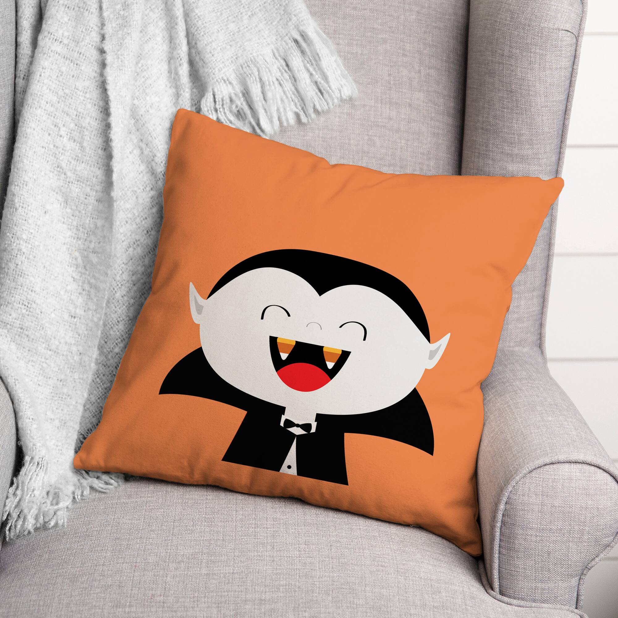 Candy Corn Family Personalized Halloween Lumbar Velvet Throw Pillow