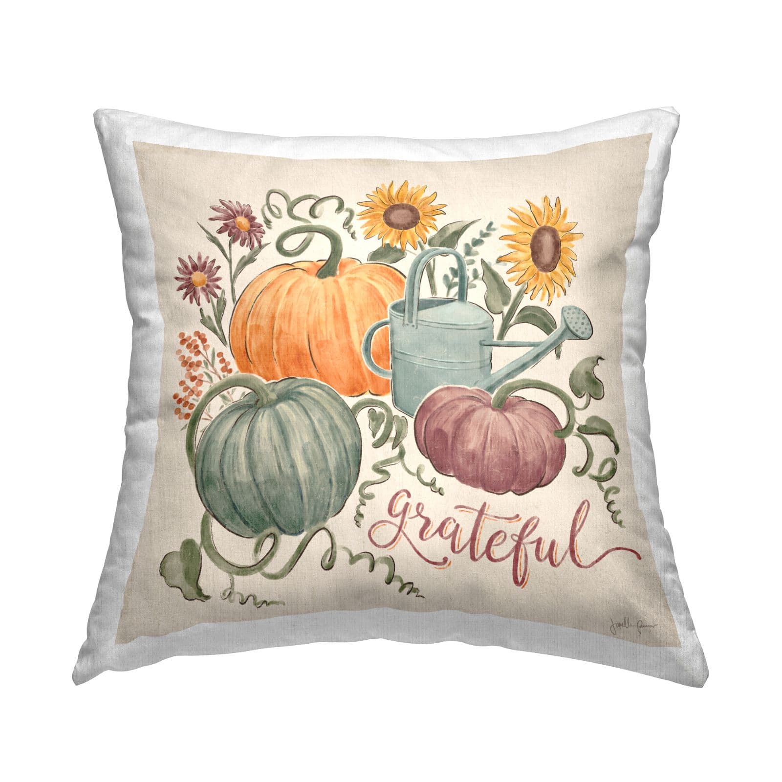 Stupell Industries Gratitude Calligraphy Autumn Throw Pillow