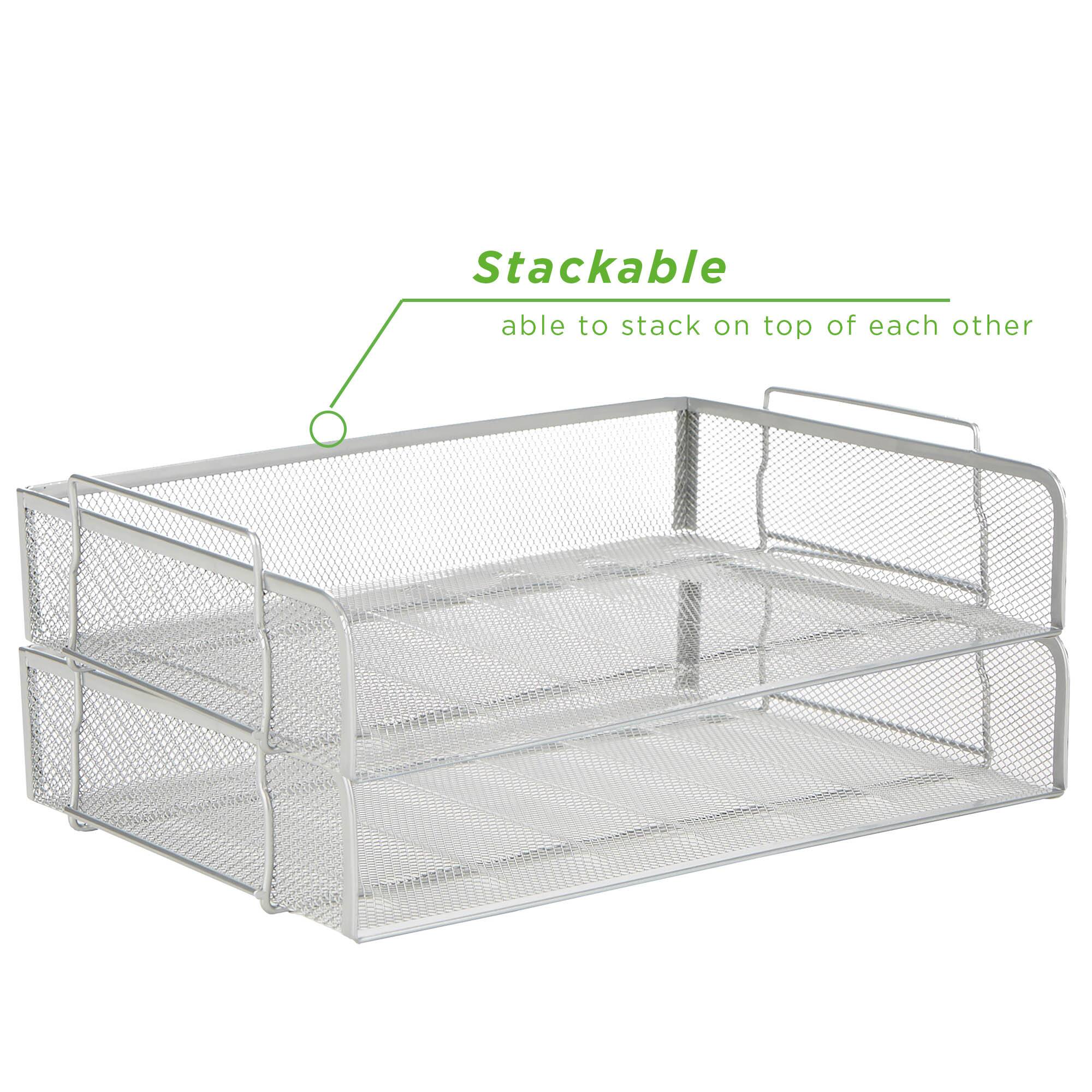 Mind Reader Stackable Metal Mesh Tray &#x26; Desk Document Organizer Set