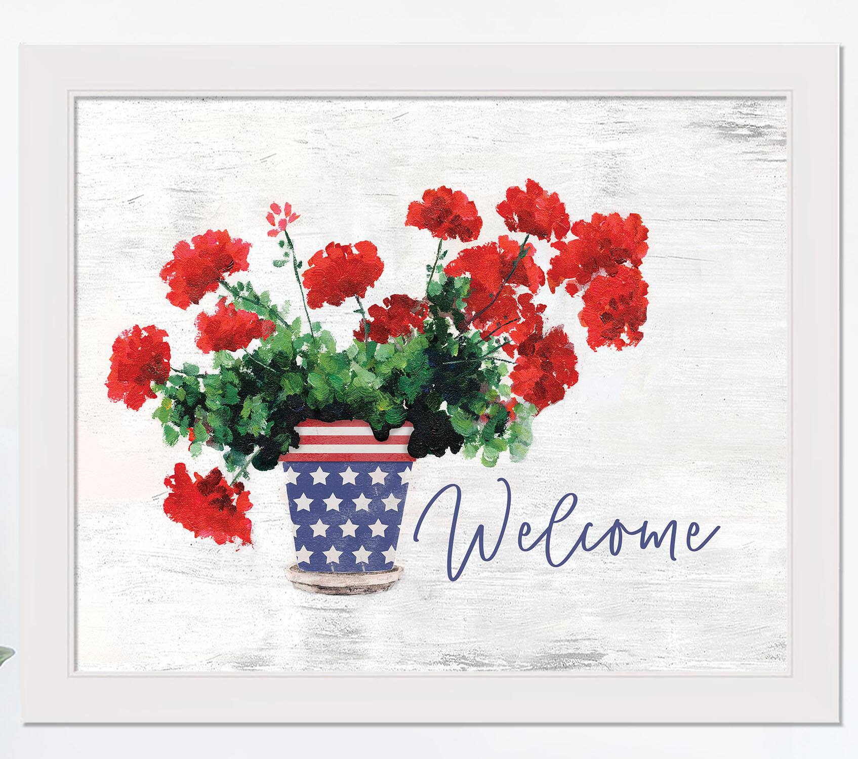 Patriotic Welcome Print in White Frame