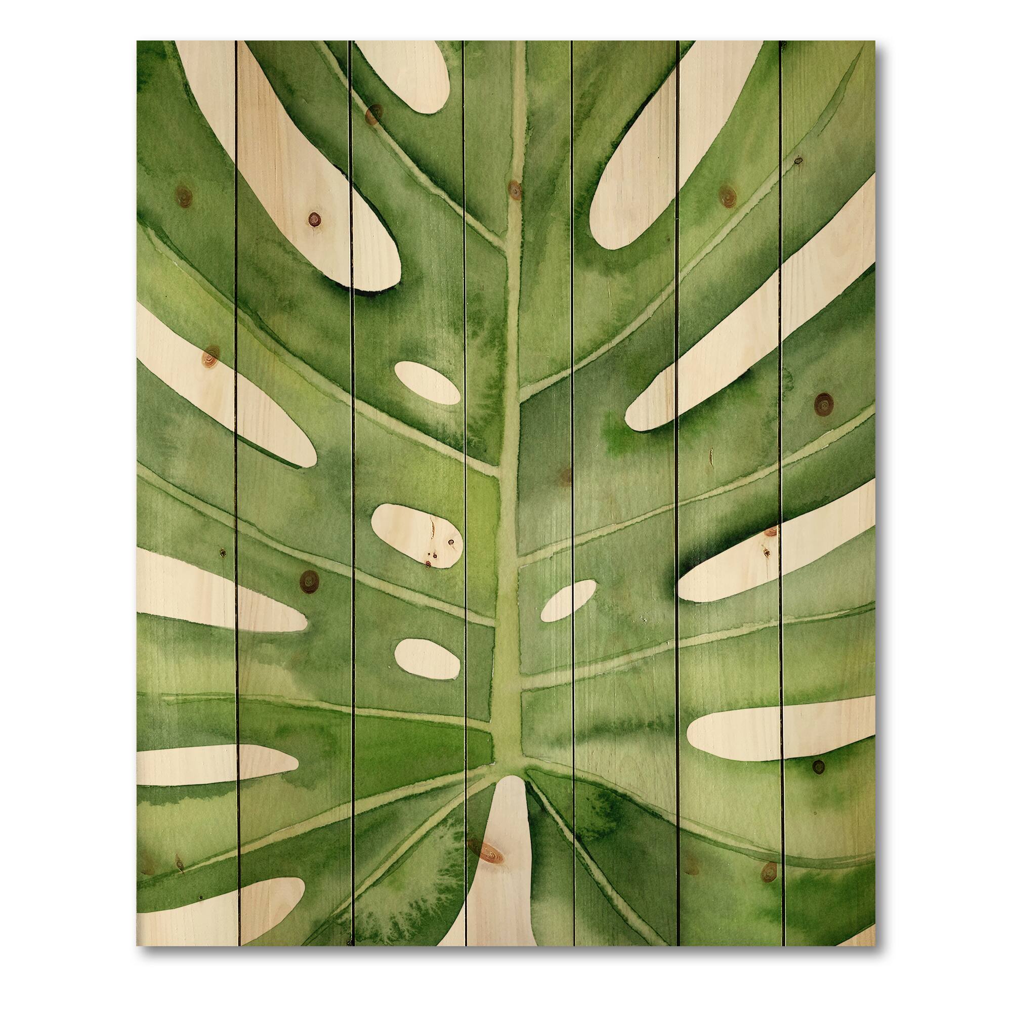 Designart - Green Monstera Leaf Tropical Palm Botanical Detail