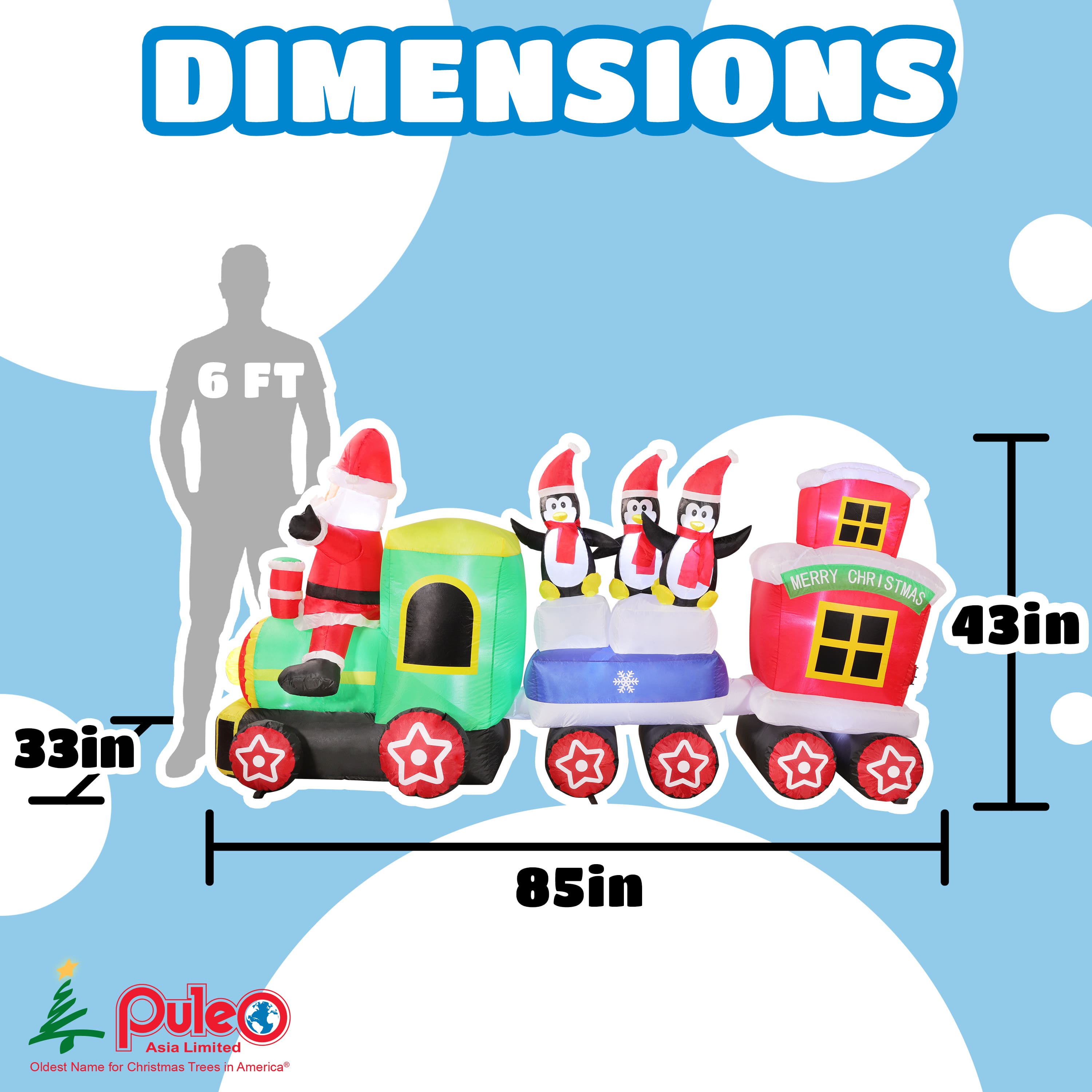 7ft. Inflatable Christmas Train with Warm White LED Lights