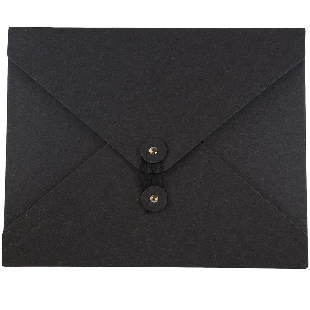 JAM Paper Black 9.5&#x22; x 12&#x22; Button &#x26; String Tie Kraft Portfolio