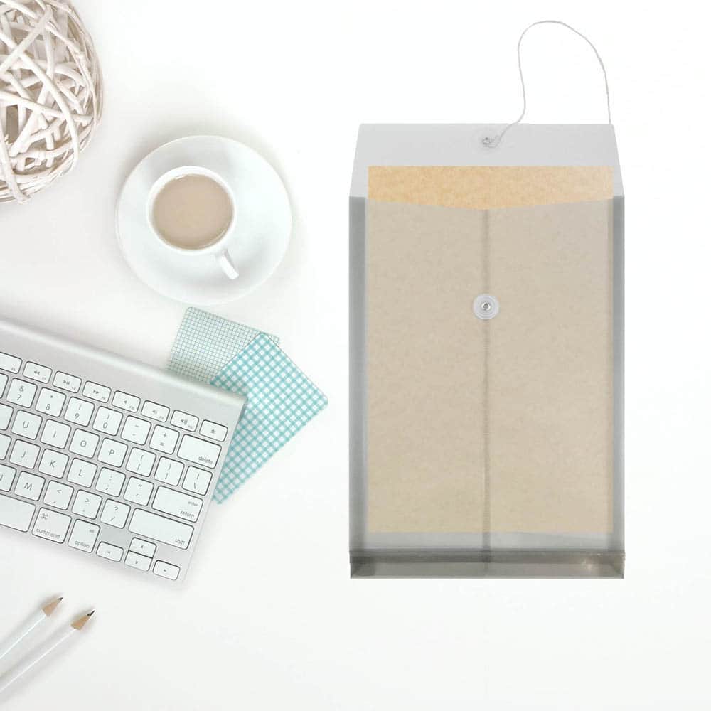 JAM Paper Legal Size Plastic Envelopes with Button & String Tie Closure, 12ct.