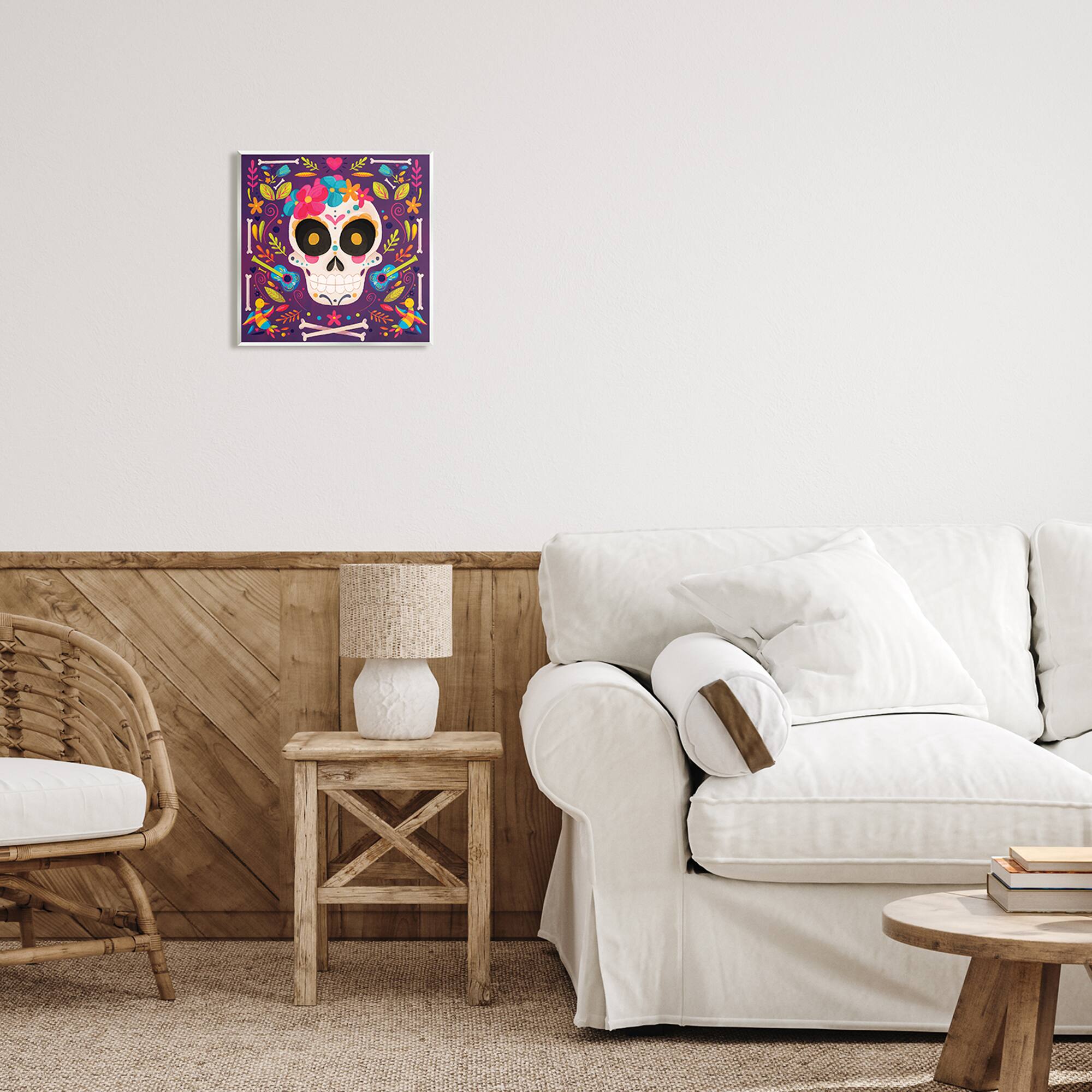 Stupell Industries Day Of Dead Floral Patterned Skull Wall Plaque Art