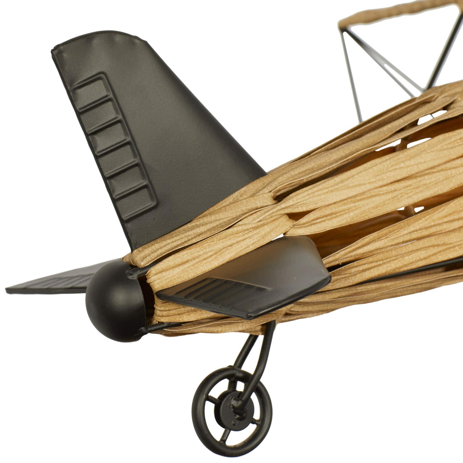 Tan Metal Natural Plane Sculpture, 10&#x22; x 31&#x22; x 28&#x22;