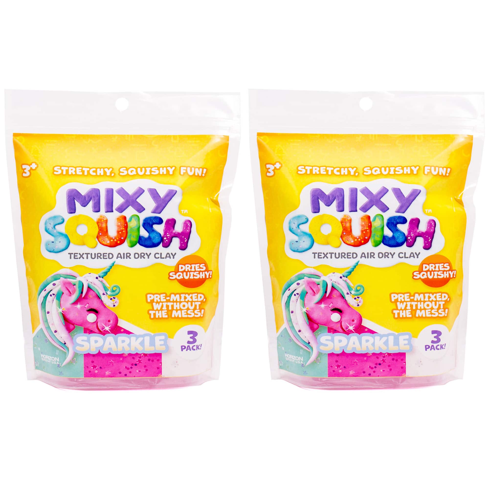 Mixy Squish Sparkle 3 Color Textured Air Dry Clay, 2ct.