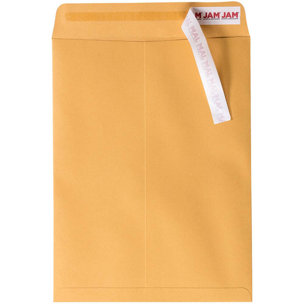 JAM Paper Brown Kraft Manila Open End Catalog Premium Envelopes with Peel &#x26; Seal Closure