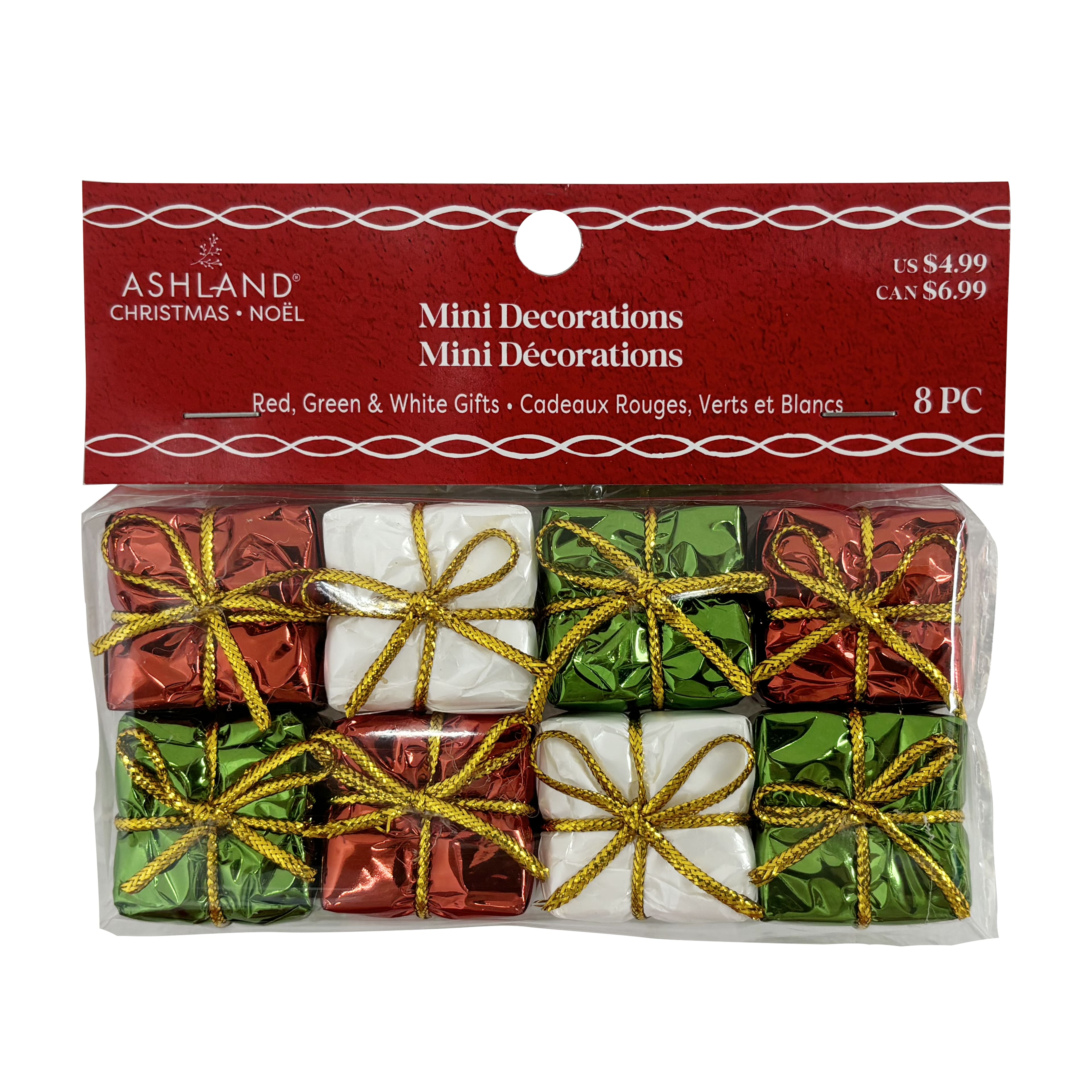 Mini Red, Green &#x26; White Gift Decorations by Ashland&#xAE;