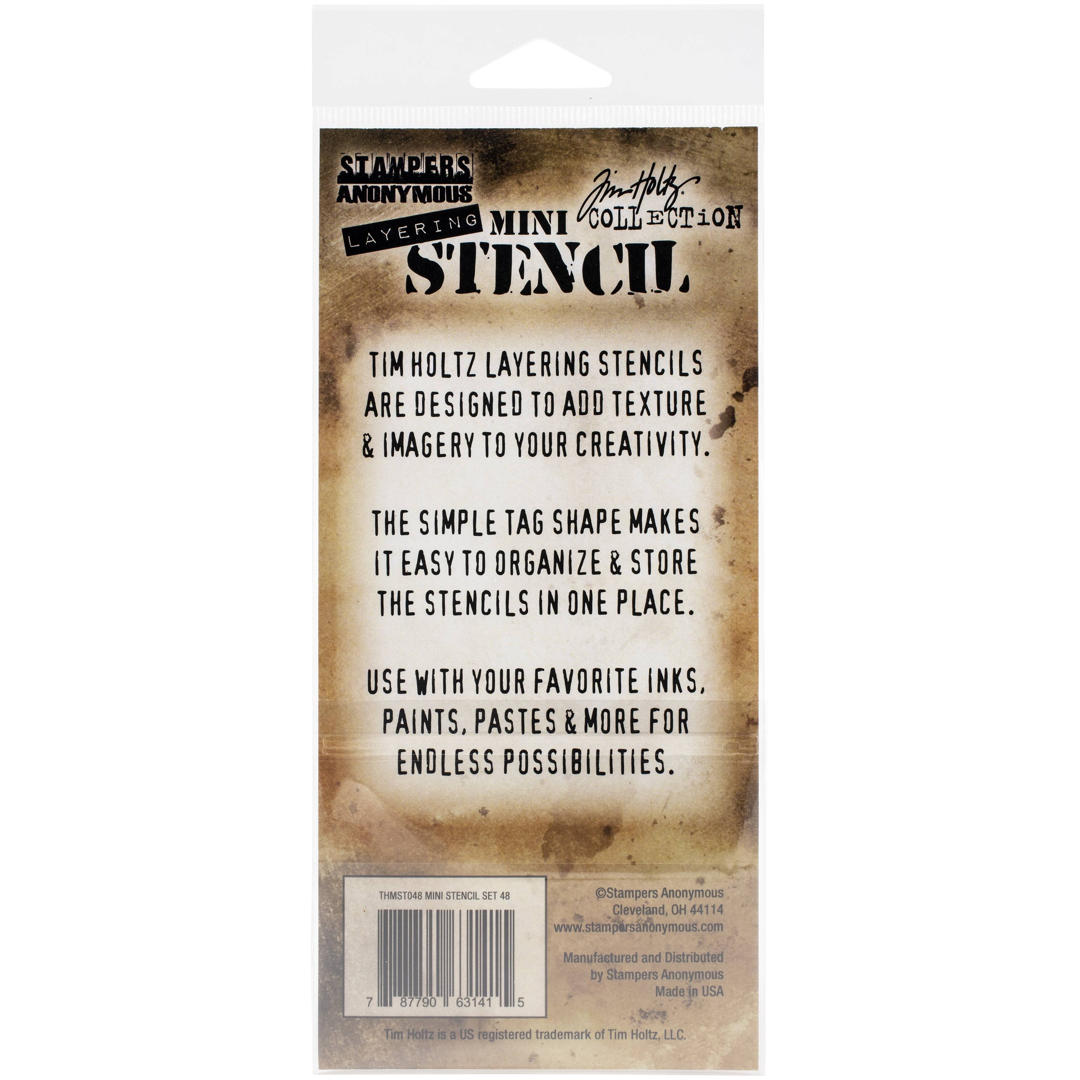 Stampers Anonymous Tim Holtz® Mini #48 Layering Stencil Set