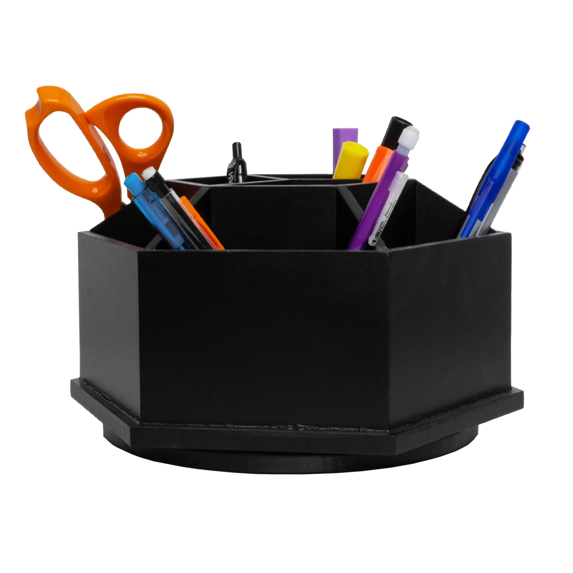 American Art D&#xE9;cor&#x2122; Black 9 Compartment Swiveling Stationary Desk Organizer