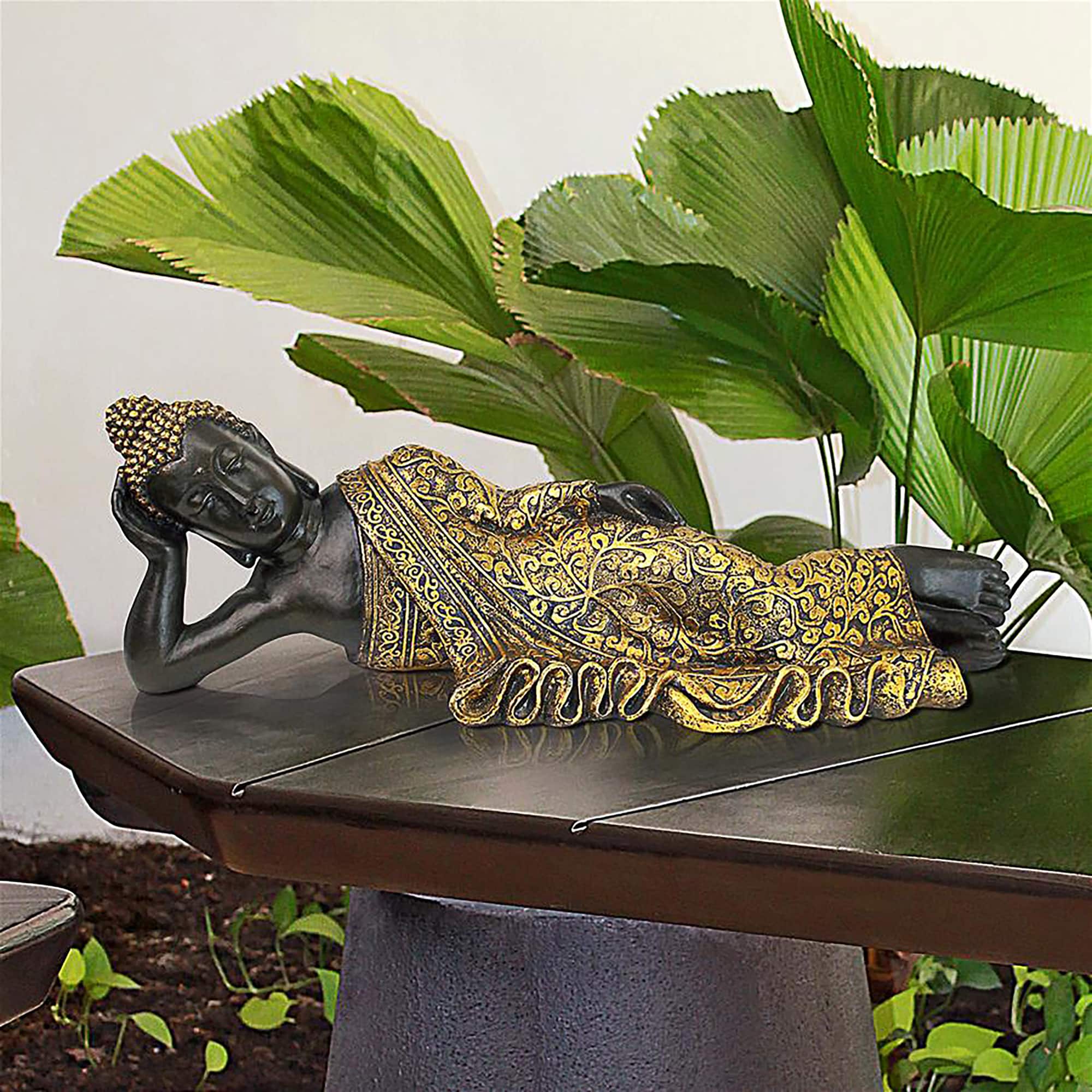 Design Toscano 32.5" The Golden Kiss Reclining Buddha Statue