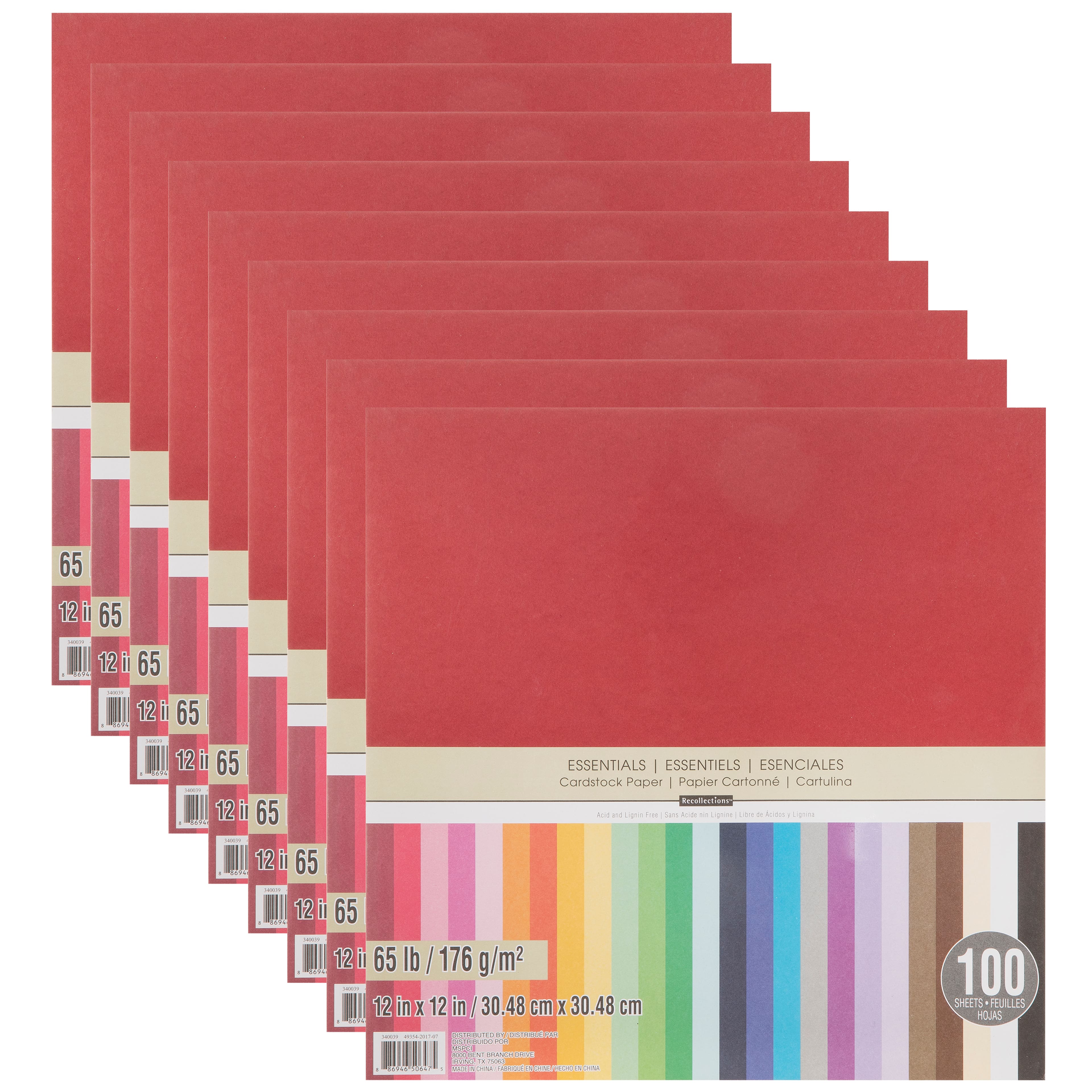 9 Packs: 100 ct. (900 total) Essentials 12 x 12 Cardstock Paper by  Recollections™
