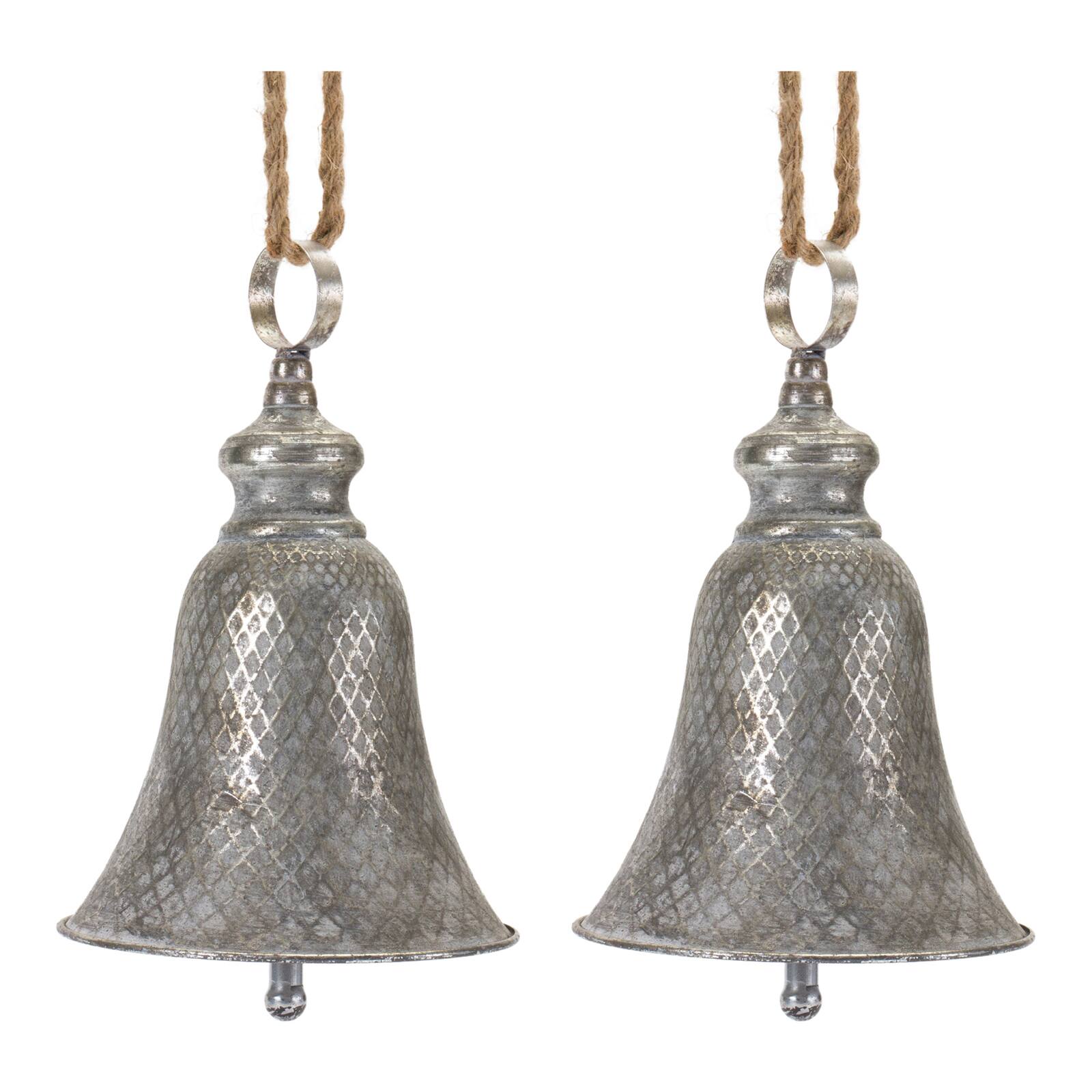 2ct. Rustic Metal Bell Ornaments