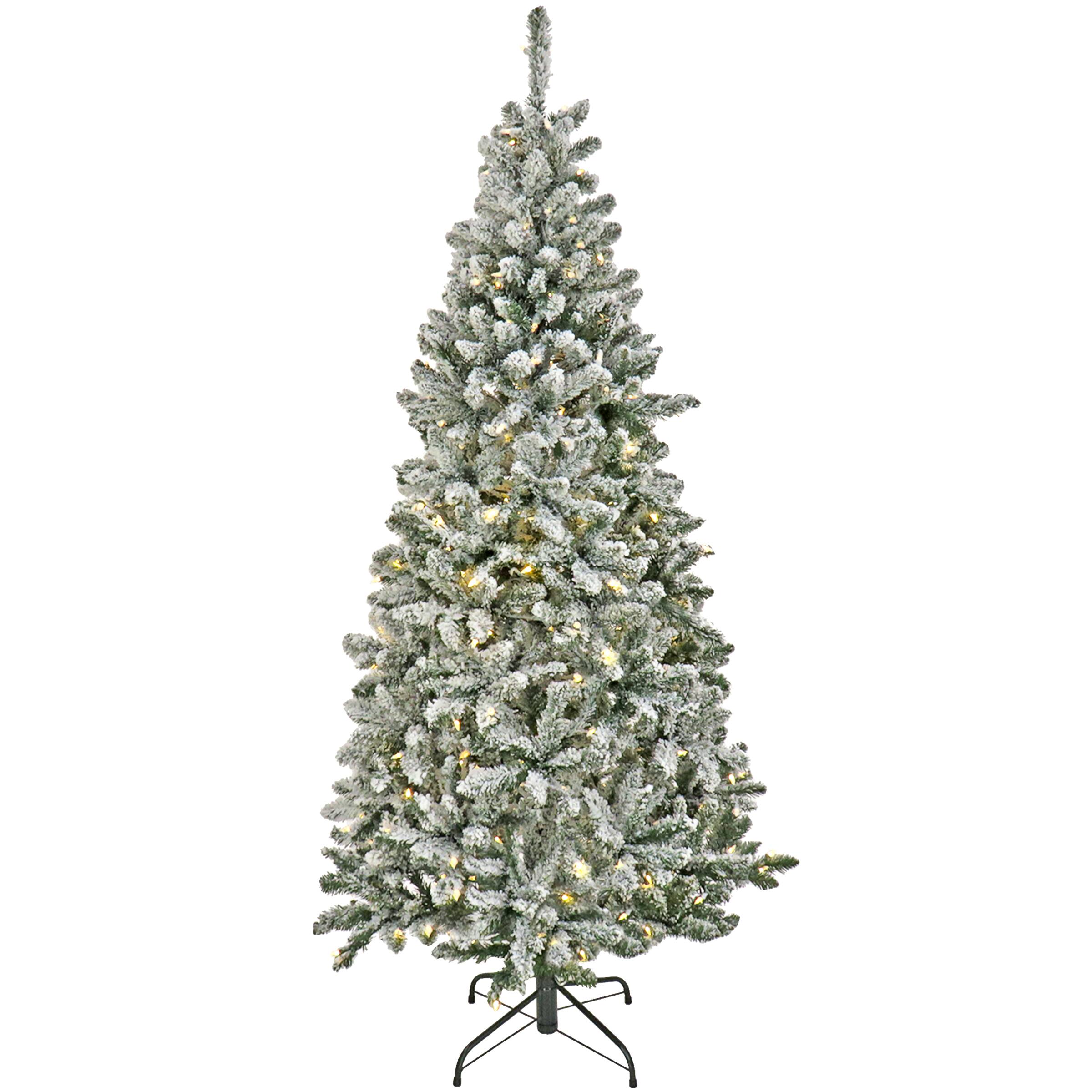 9ft. Pre-Lit Snowy Chatham Slim Artificial Christmas Tree, Dual Color® LED Lights