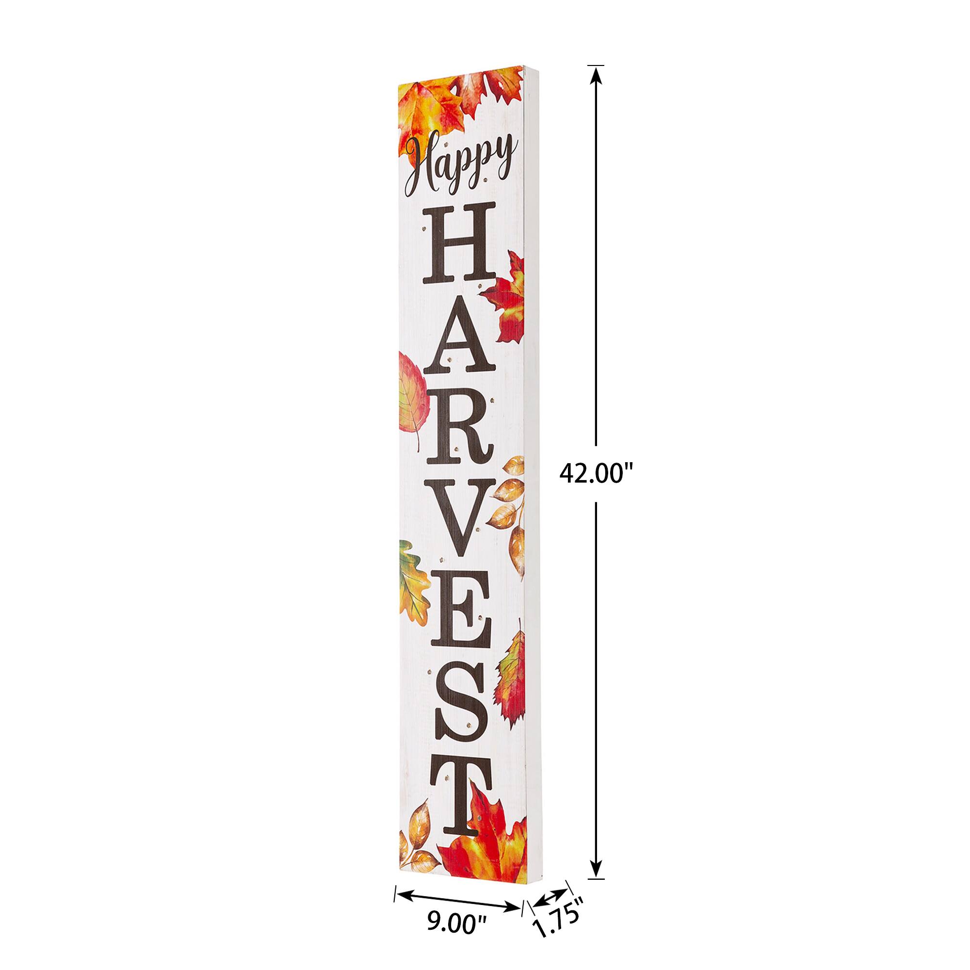 Glitzhome&#xAE; 42&#x22; Fall Lighted Maple Leaves Wooden Porch Sign with Timer