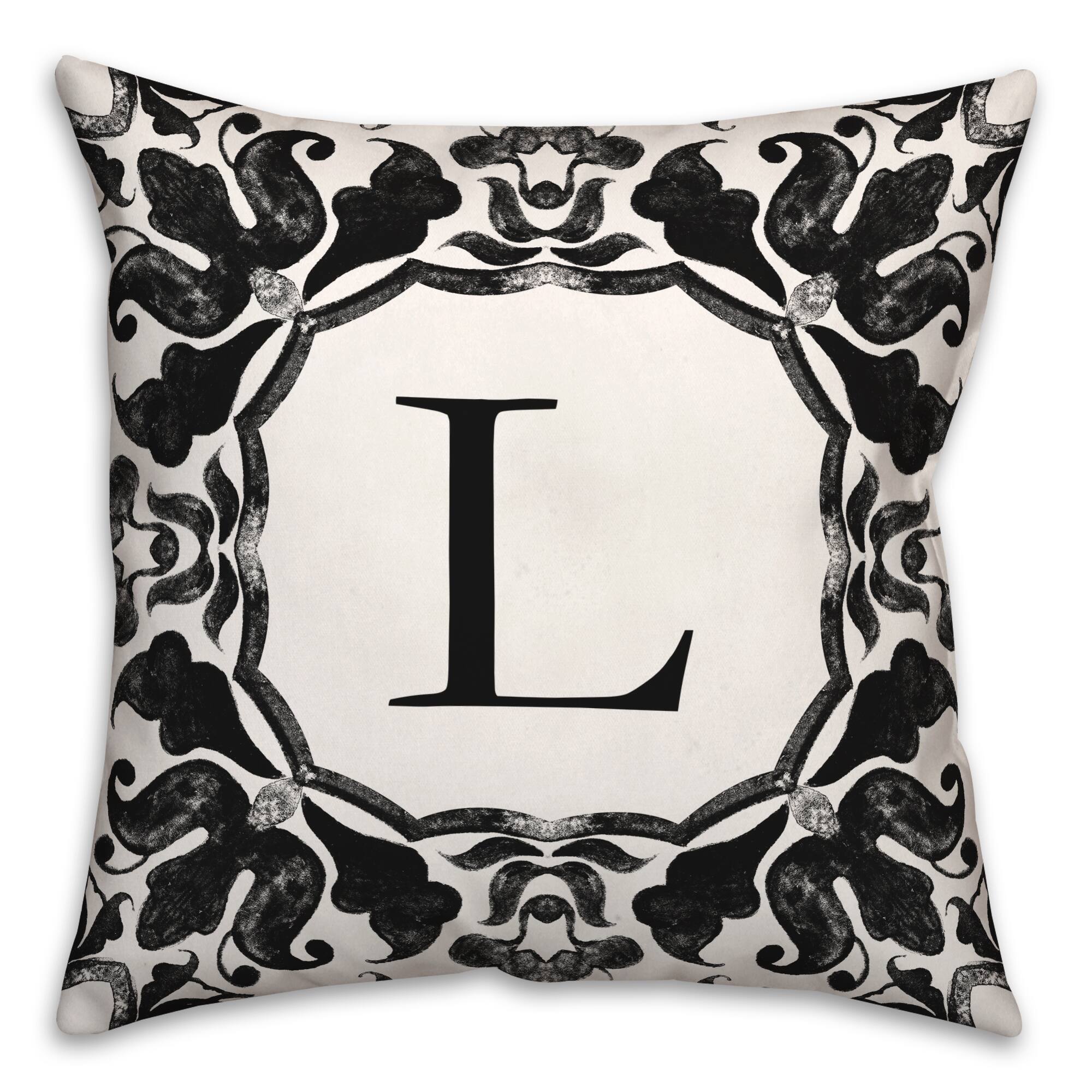 Black & White Monogram Indoor/Outdoor Pillow