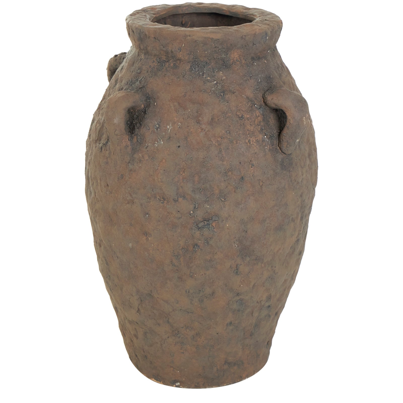 15.5&#x22; Dark Brown Ceramic Handmade Textured Vase