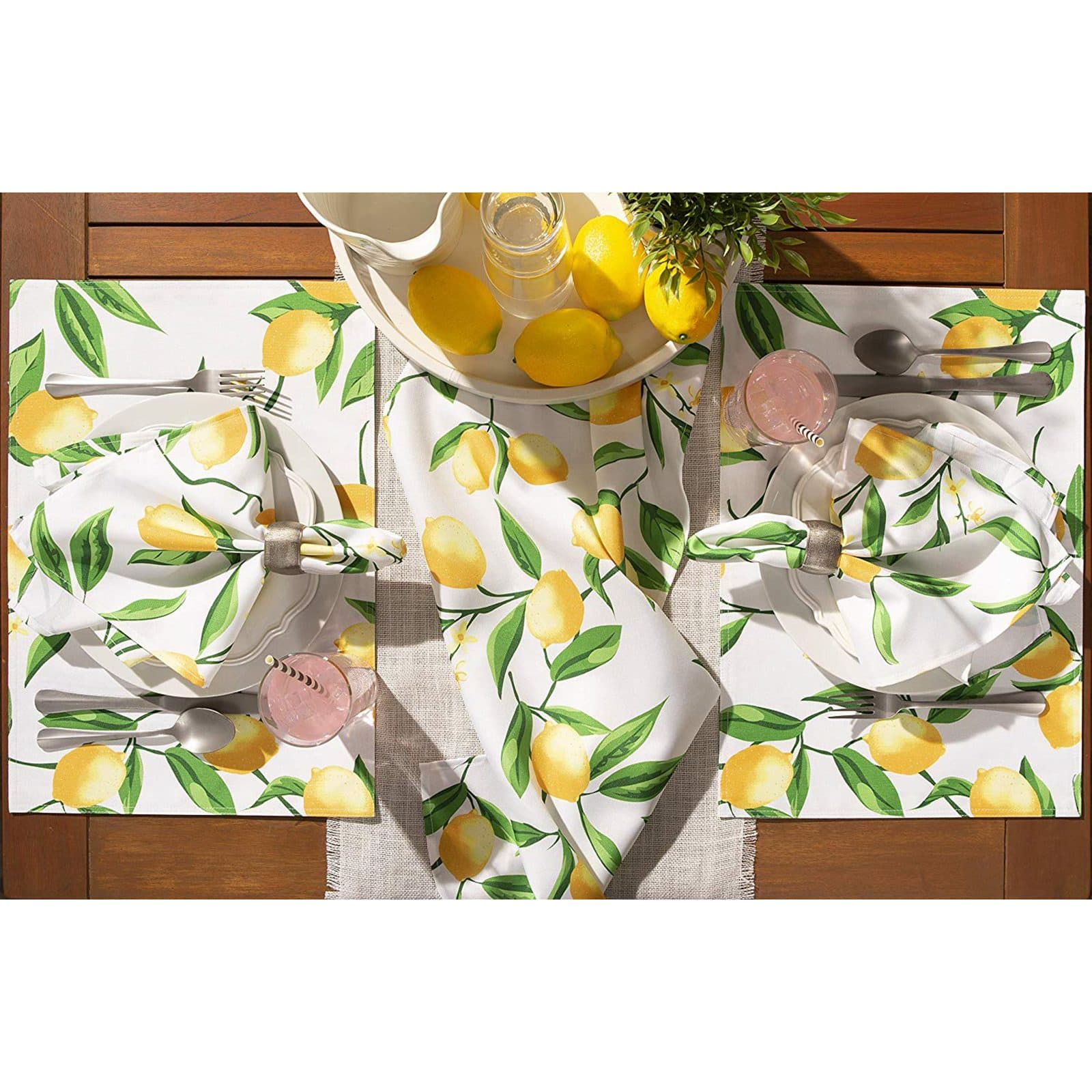 DII® Lemon Bliss Print Outdoor Placemat Set, 6ct.