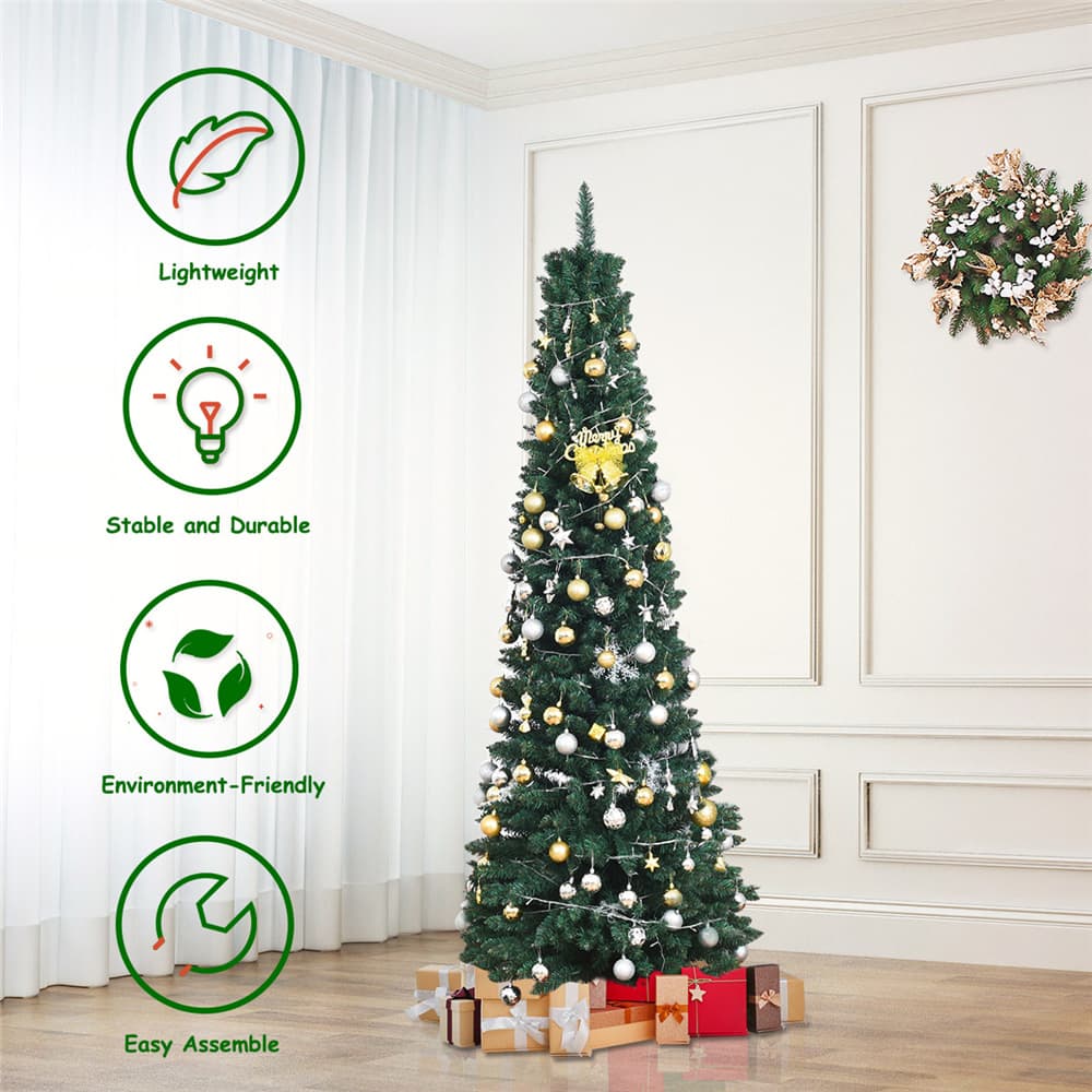 Costway 8ft. Unlit Pencil Artificial Christmas Tree