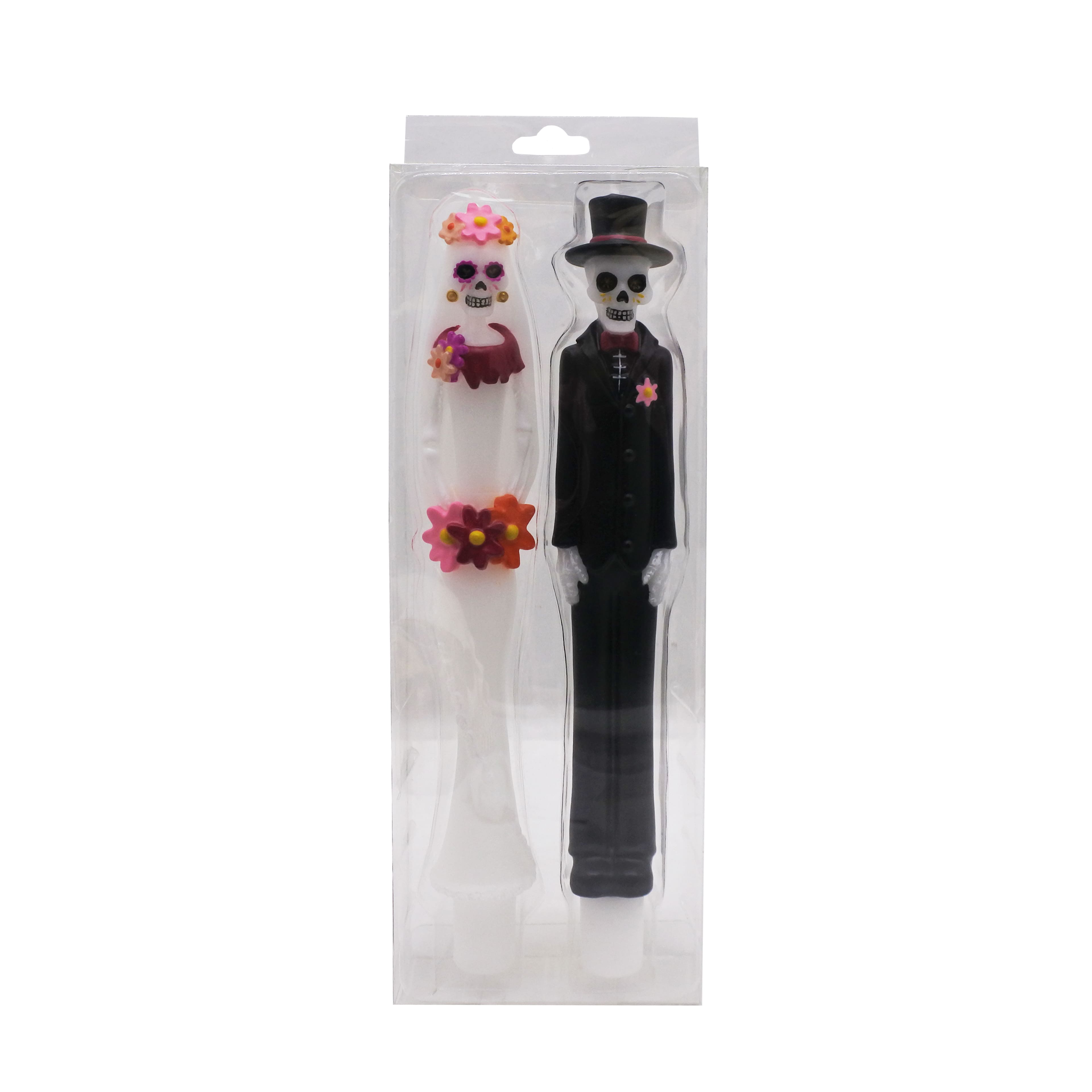 10&#x22; Day of the Dead Skeleton Bride &#x26; Groom Unscented Taper Candles by Ashland&#xAE;
