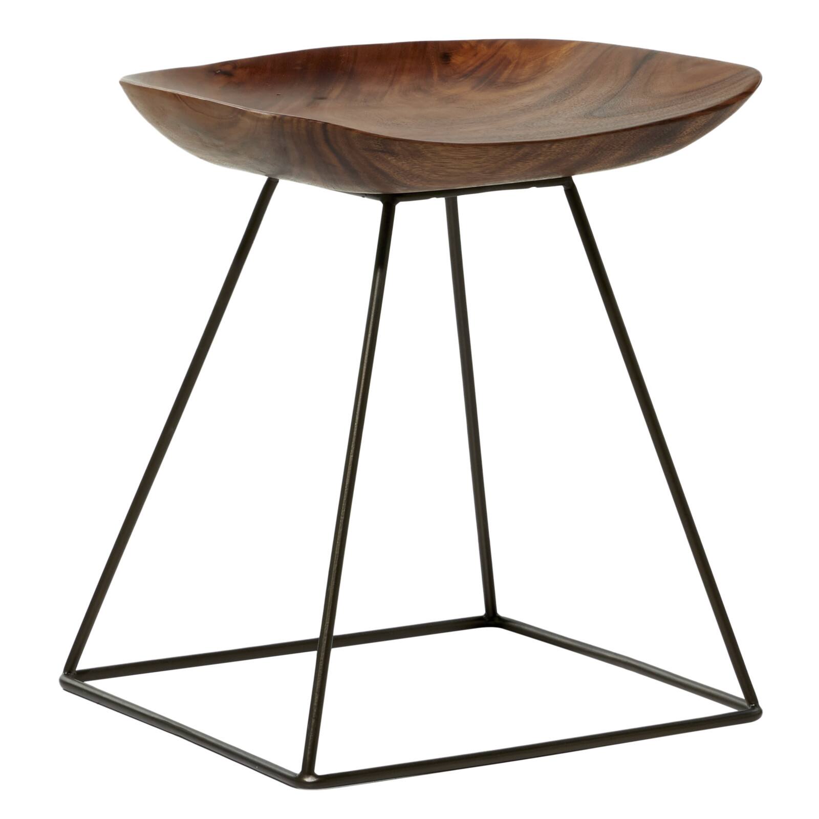 20&#x22; Brown Iron Rustic Stool