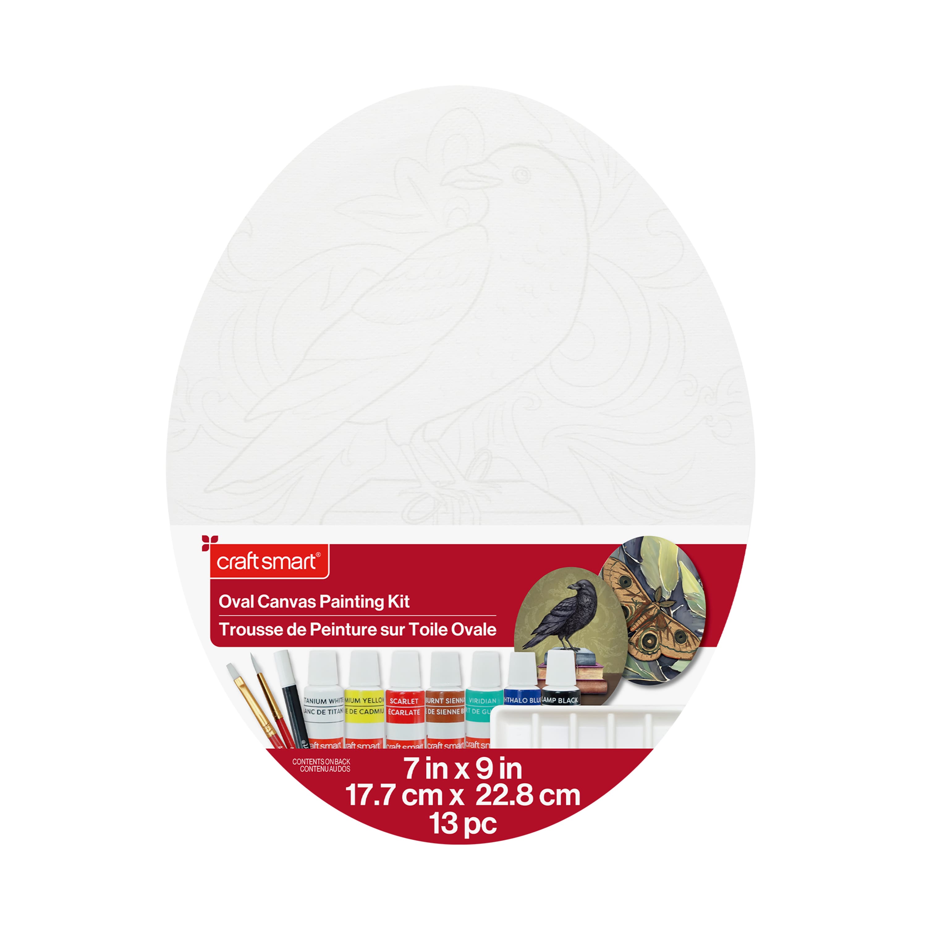 7&#x22; x 9&#x22; Raven &#x26; Moth Oval Canvas Painting Kit by Craft Smart&#xAE;