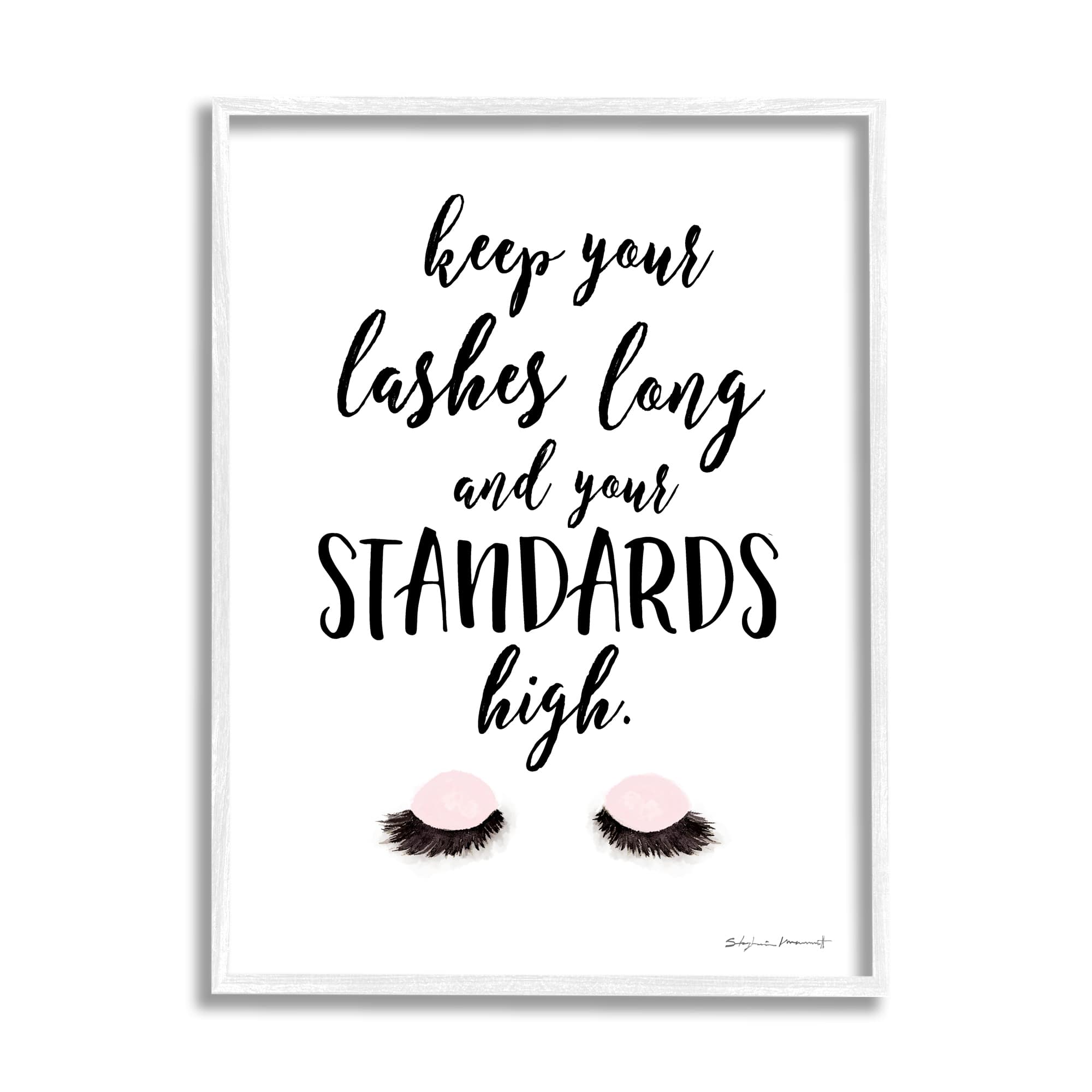 Stupell Industries Keep Lashes Long Standards High Phrase Glam Eyes Framed Wall Art