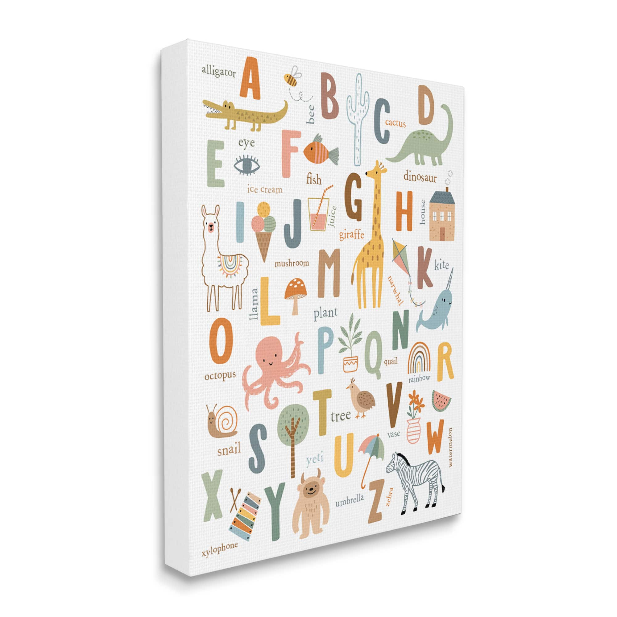 Stupell Industries Fun Educational ABC Chart Cute Animals Canvas Wall Art