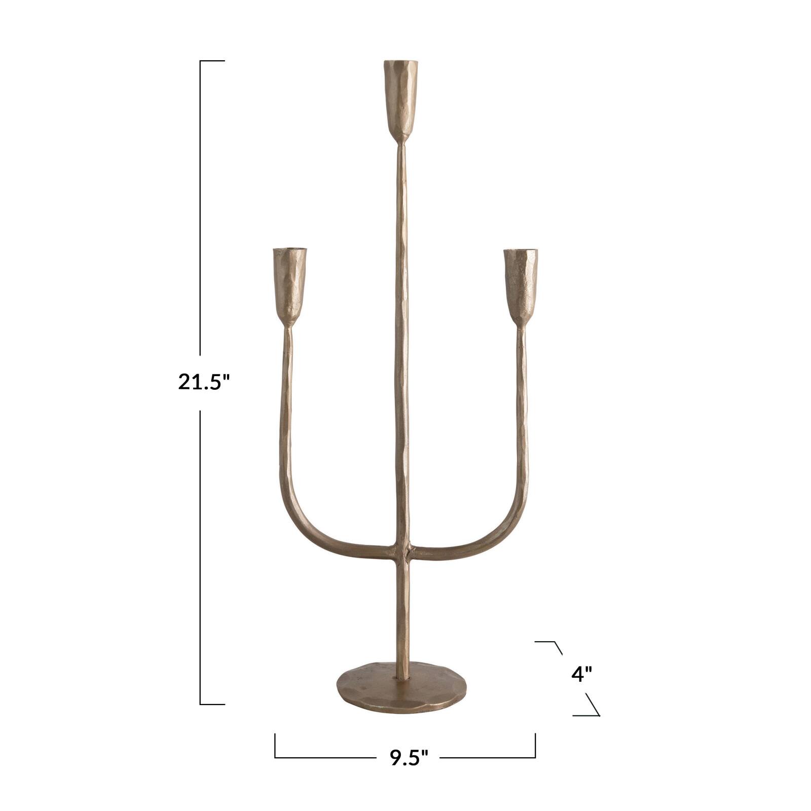 Hello Honey® 21.5" Antique Brass Hand-Forged Metal Candelabra