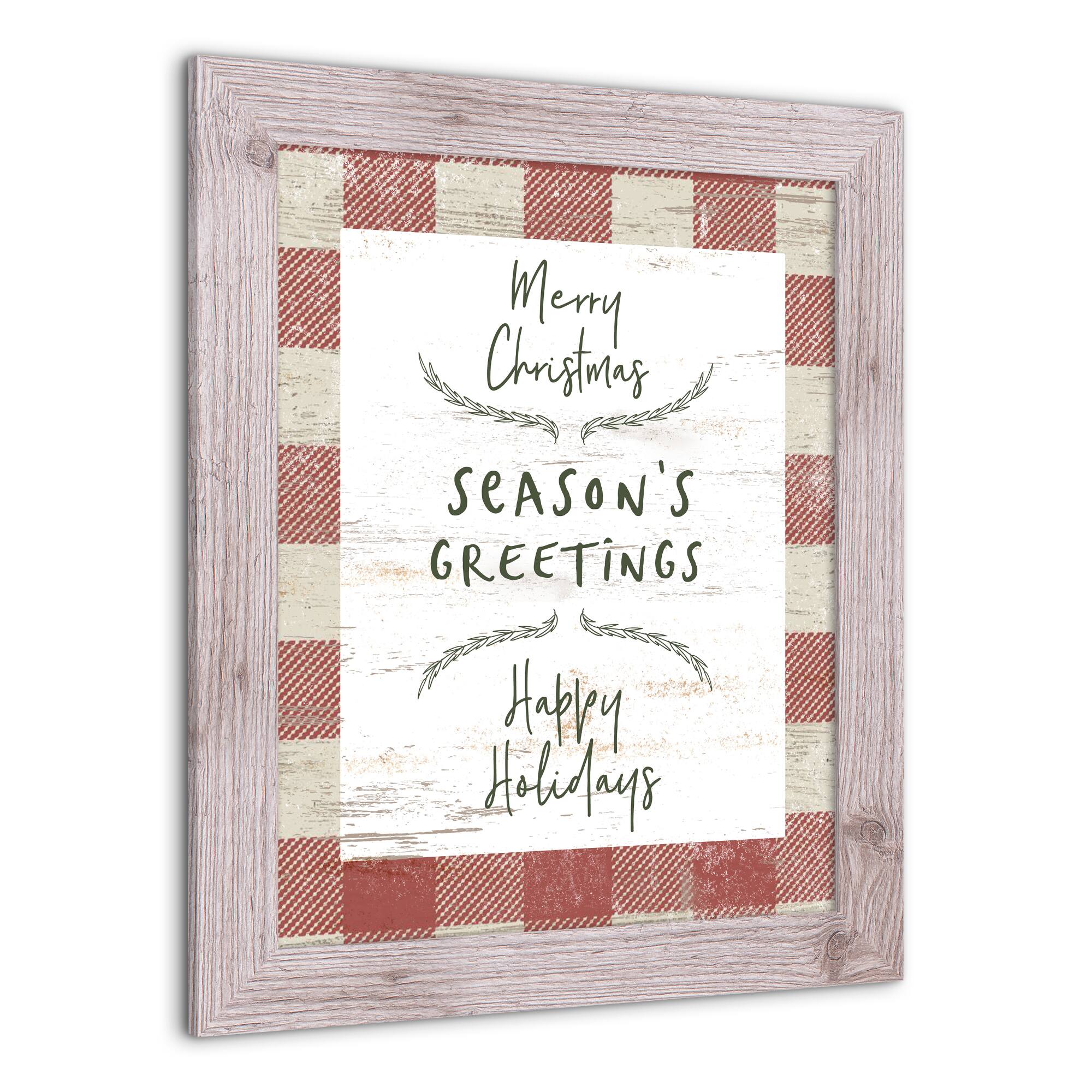Red Buffalo Check Holiday Phrases Print in Western White Frame
