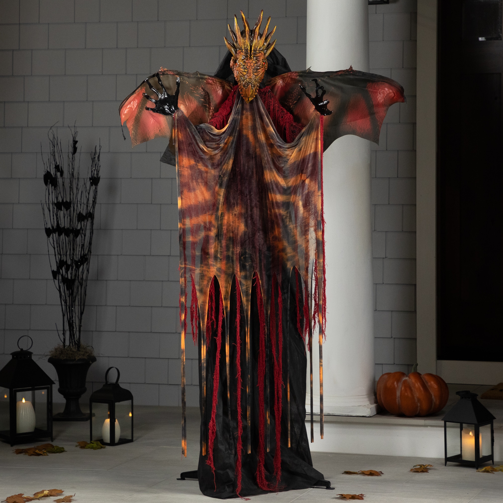 Lighted and Animated Standing Dragon Man with Sound Halloween Figure - 5.75&#x27;