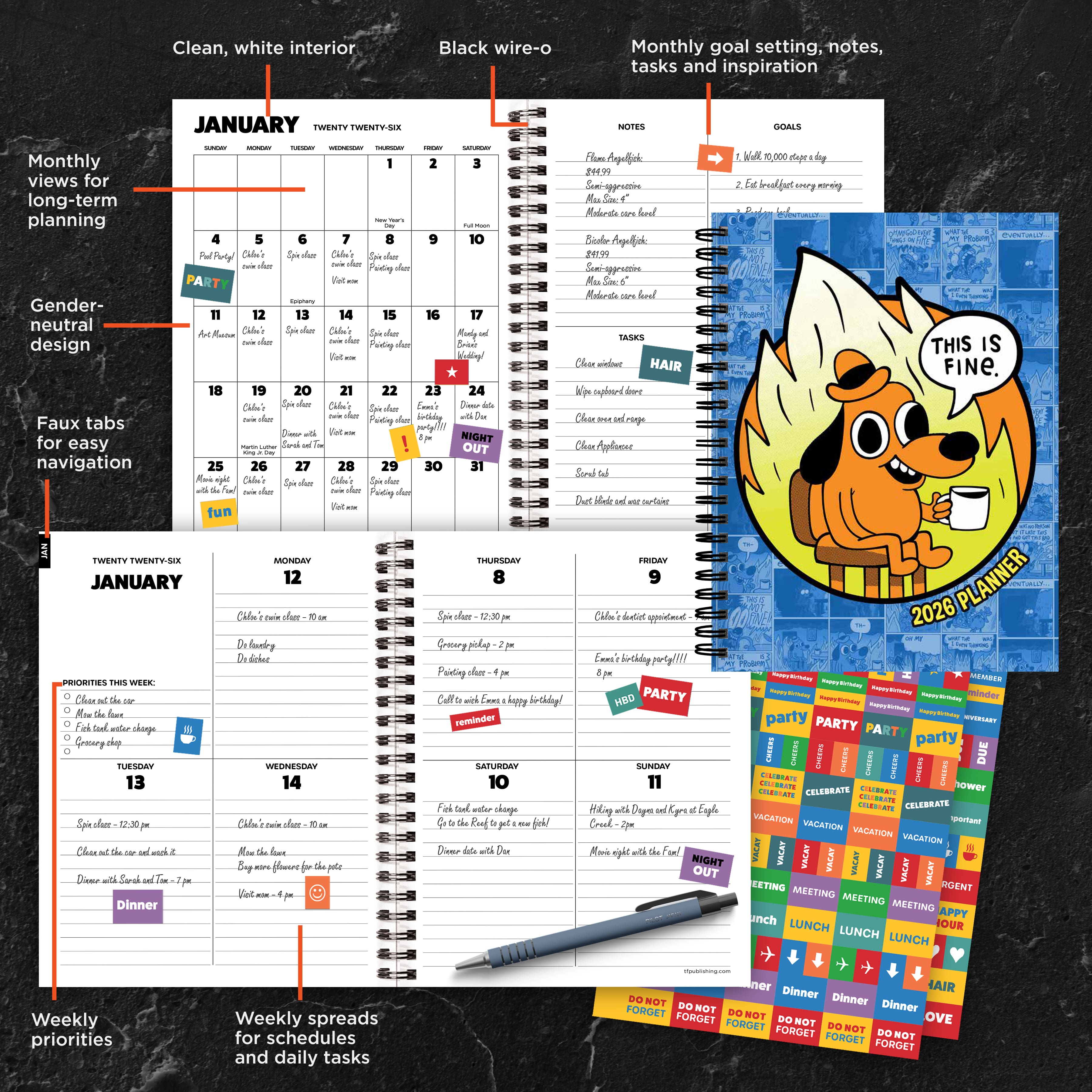 2026 This is Fine Medium Weekly Monthly Planner