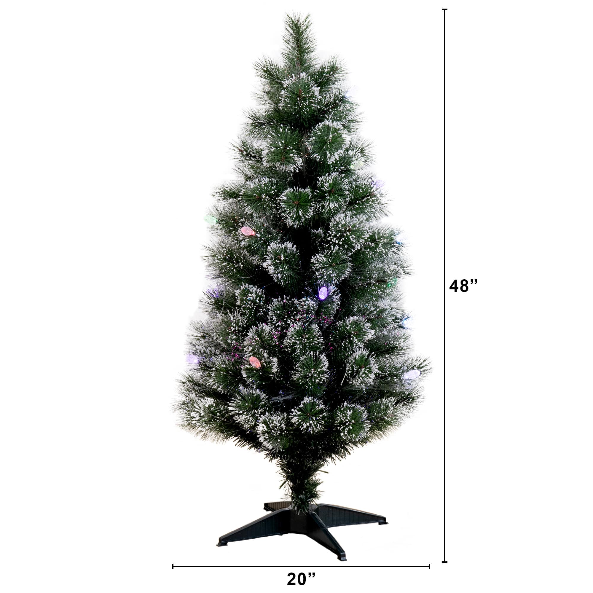 4ft. Fiber Optic Multicolor LED Lights Snowy Pine Artificial Christmas Tree