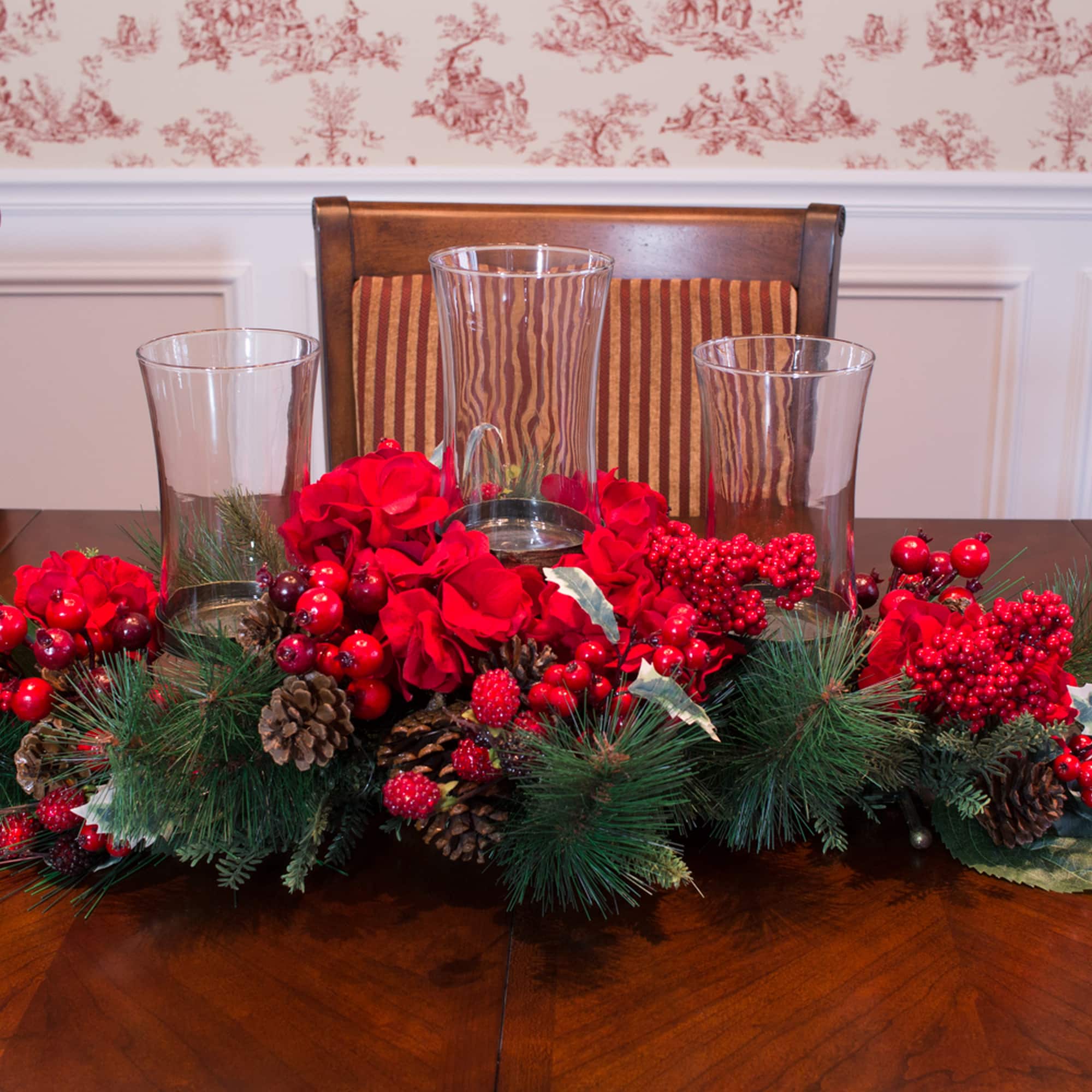 13" Hydrangea Holiday Candelabrum Artificial Arrangement