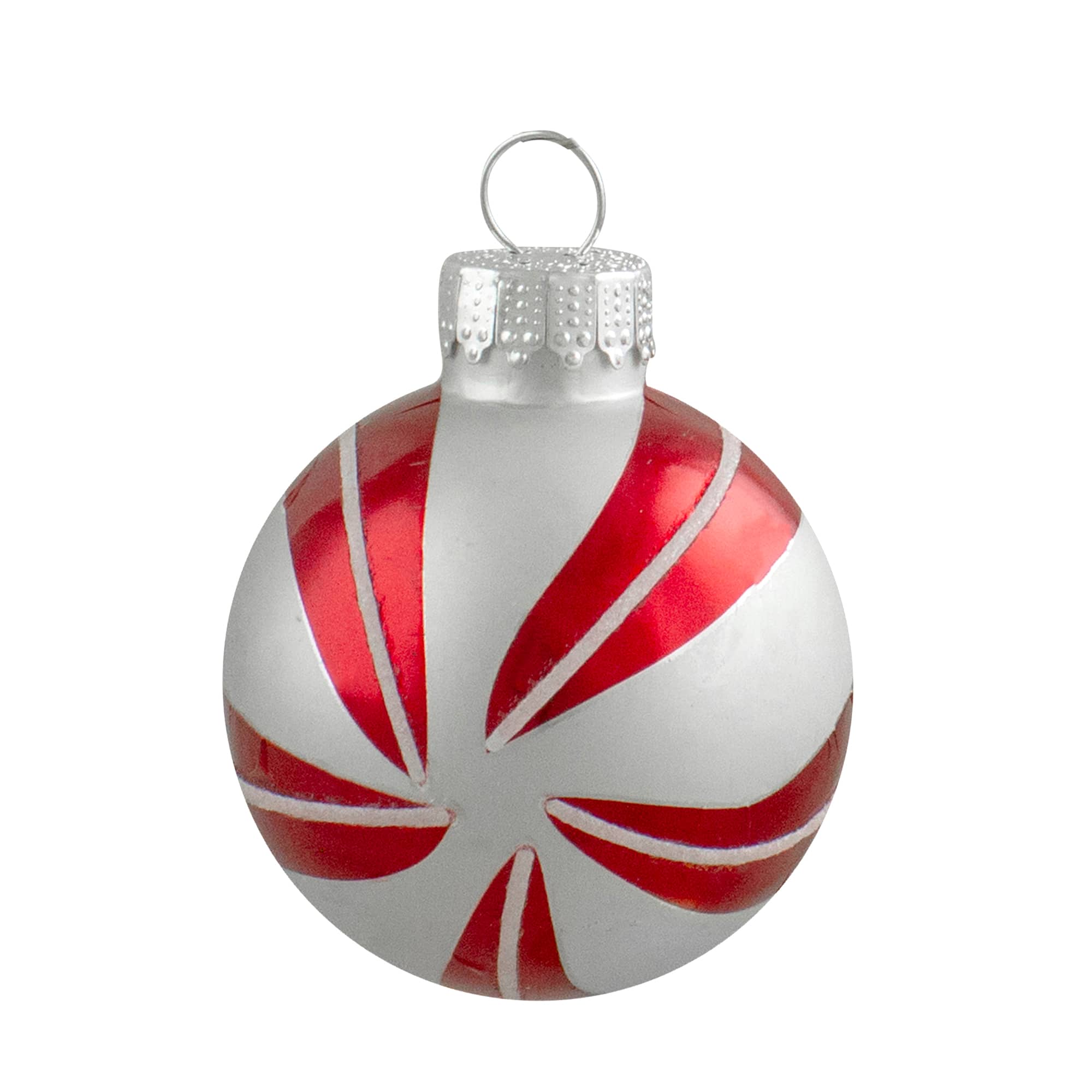 12ct. Red & Silver 2-Finish Swirl Glass Christmas Ball Ornaments