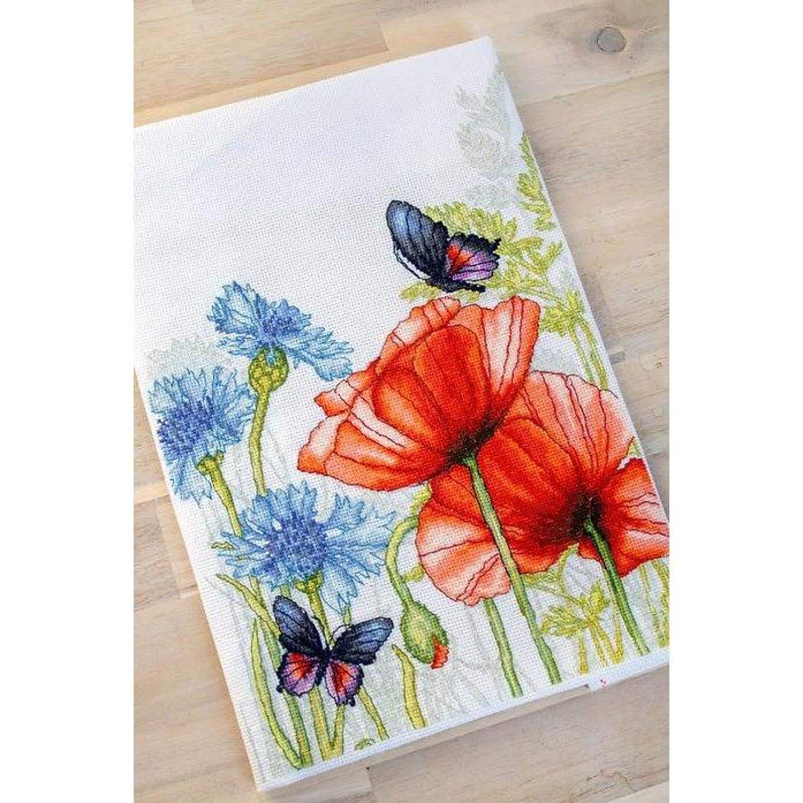 Luca-s Poppies And Butterflies Counted Cross Stitch Kit