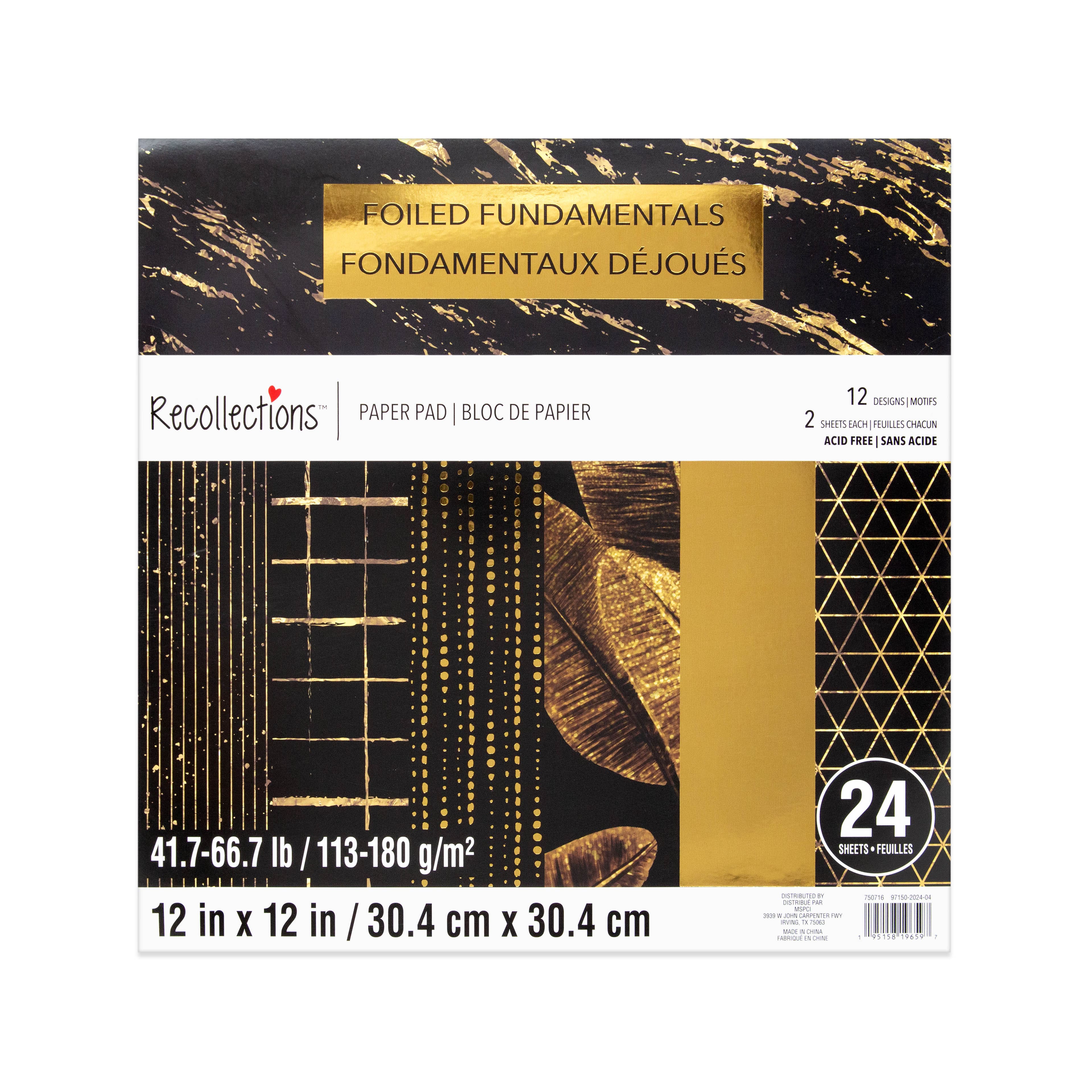 12&#x22; x 12&#x22; Foiled Fundamentals Paper Pad by Recollections&#x2122;, 24 Sheets