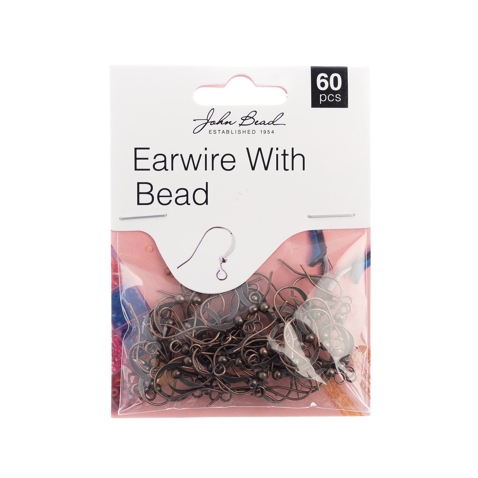 John Bead Must Have Findings 18mm Earwire with Bead, 60ct.