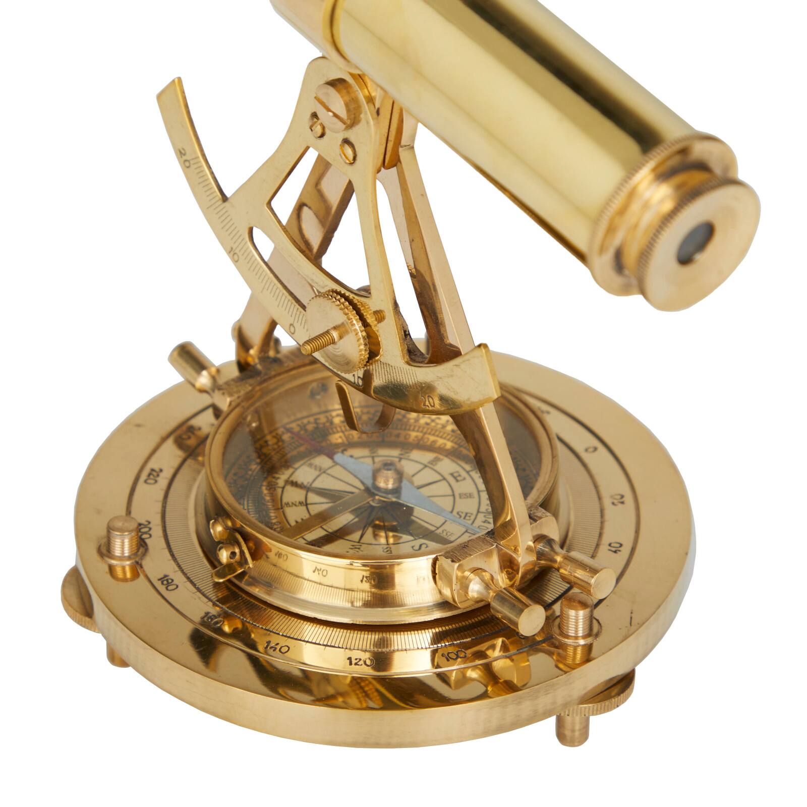 Brass Coastal Telescope Compass, 8" x 8" x 8"
