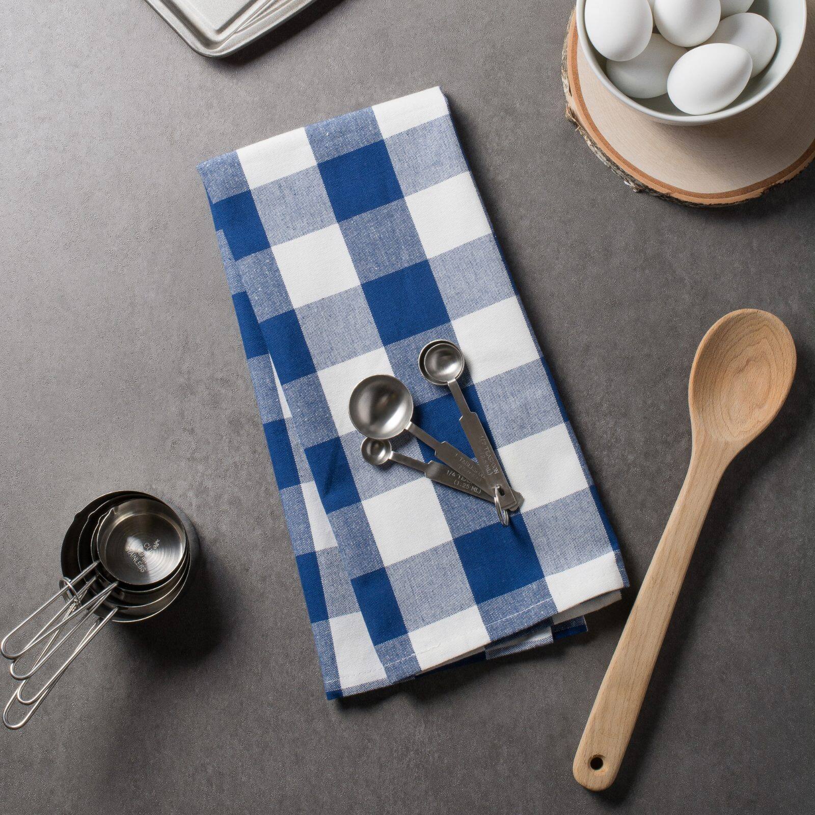 DII® Navy Buffalo Check Dishtowels, 3ct.
