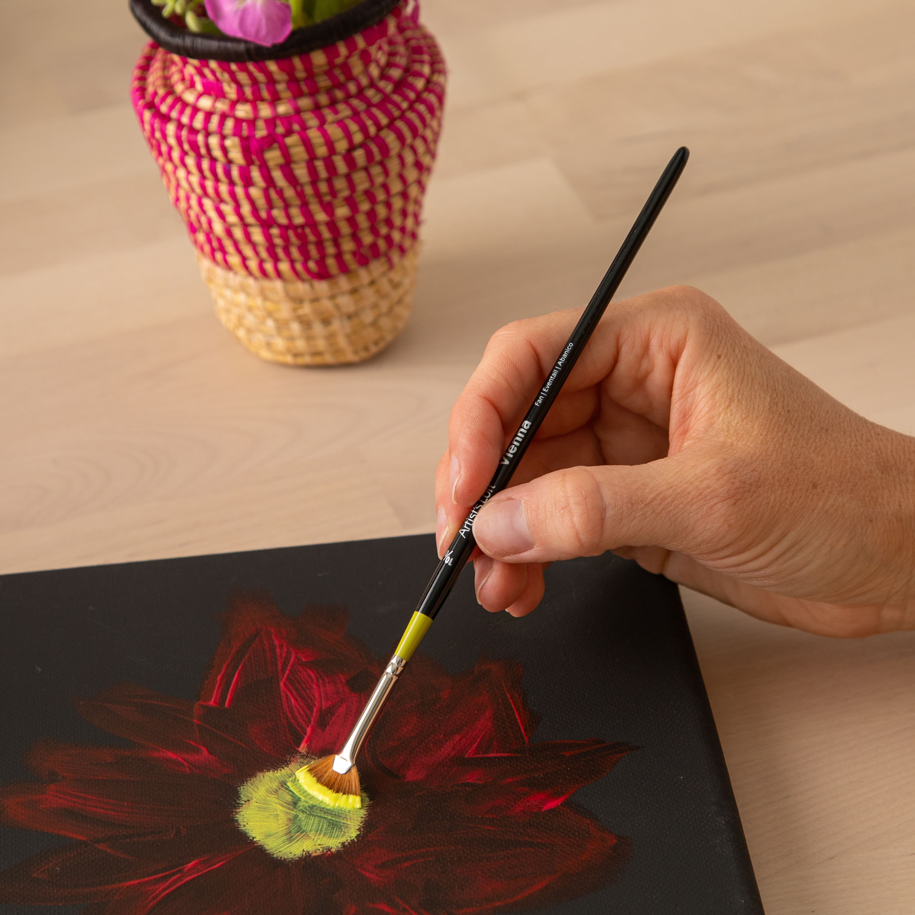 12 Pack: Vienna Golden Taklon Fan Brush by Artist's Loft™